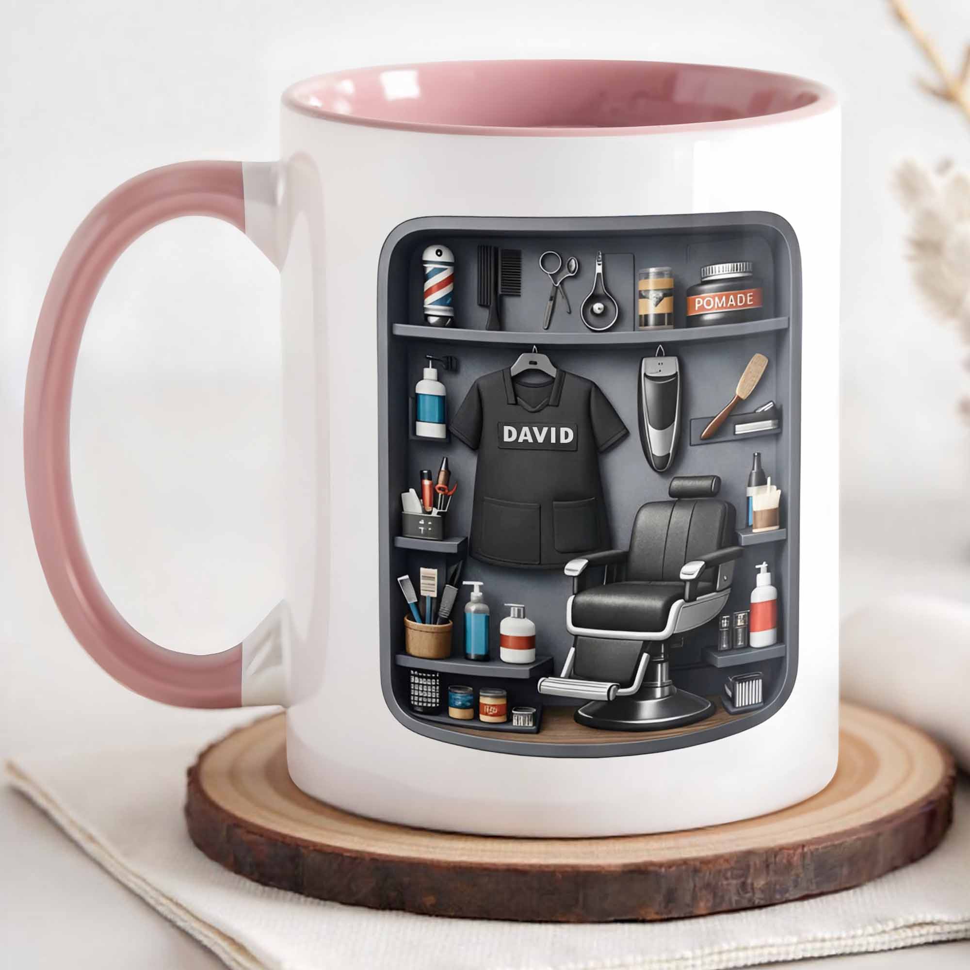 Personalized Barber Tools Design Accent Mug Barber Chair And Scissors Cup Hairstylist Gifts - Image 3