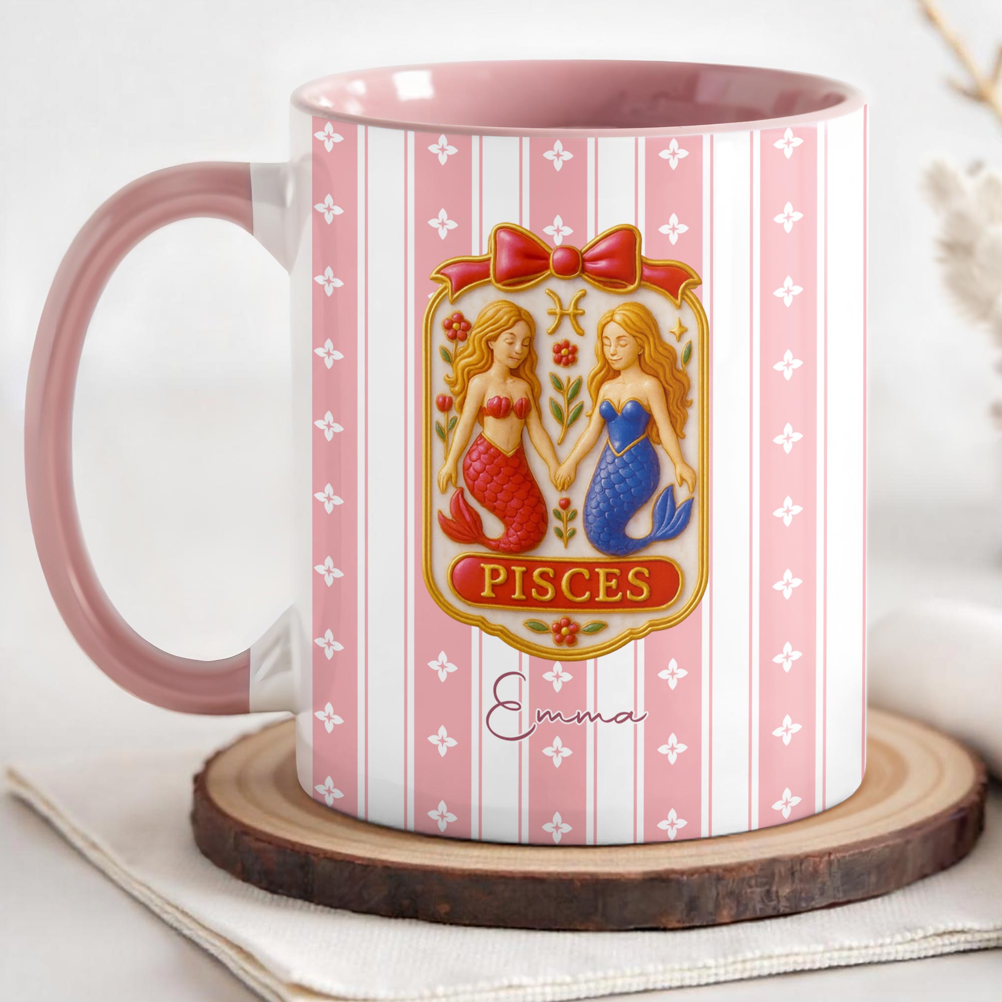 Personalized Beautiful Leo Zodiac Sign Accent Mug Elegant Floral Coffee Cup Leo Birthday Gifts - Image 3