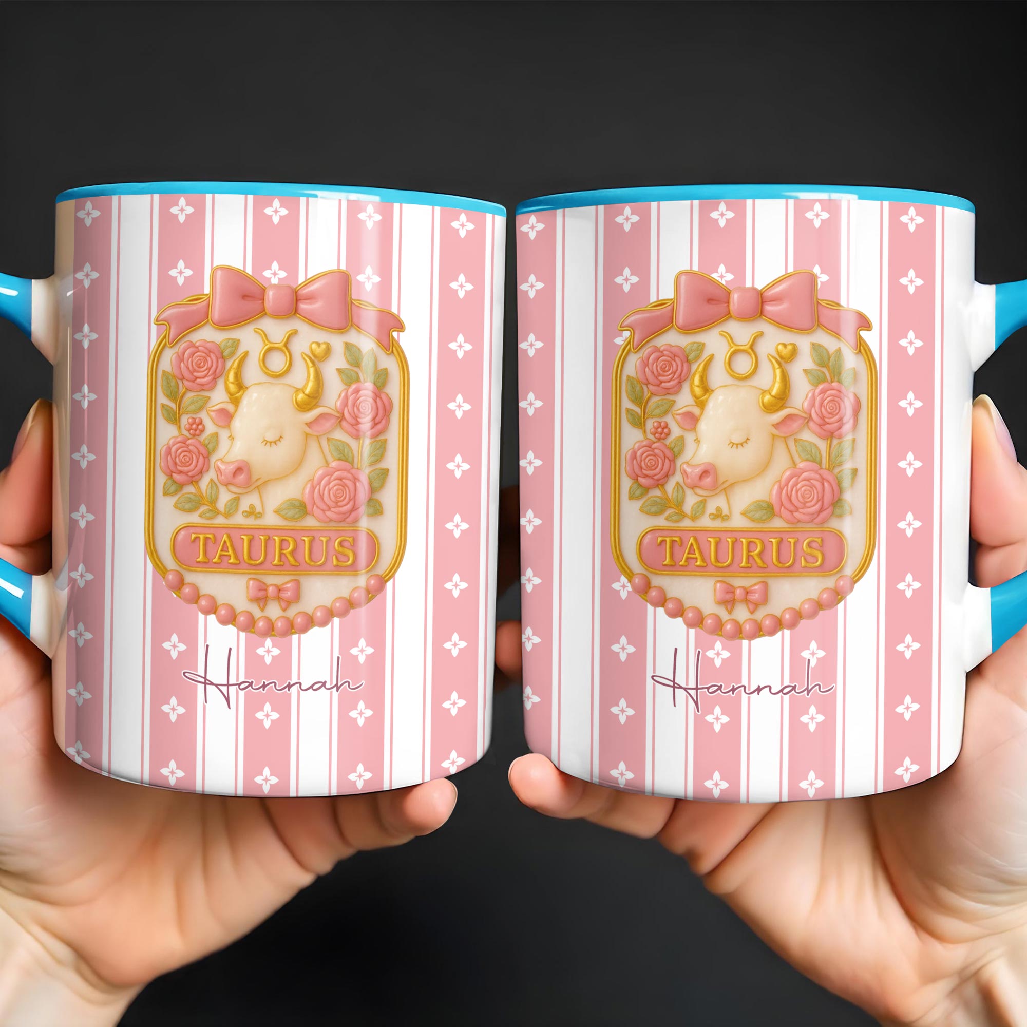 Personalized Beautiful Leo Zodiac Sign Accent Mug Elegant Floral Coffee Cup Leo Birthday Gifts - Image 2