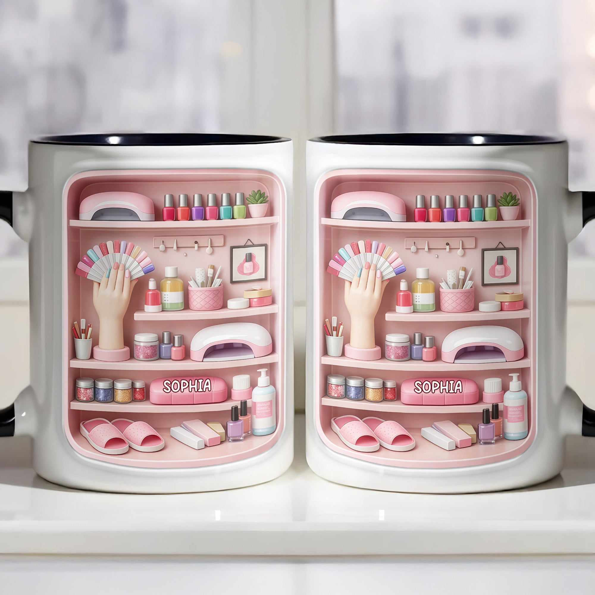 Personalized Beauty And Nail Care Essentials Manicure Tools And Polish Accent Mug Gifts For Her