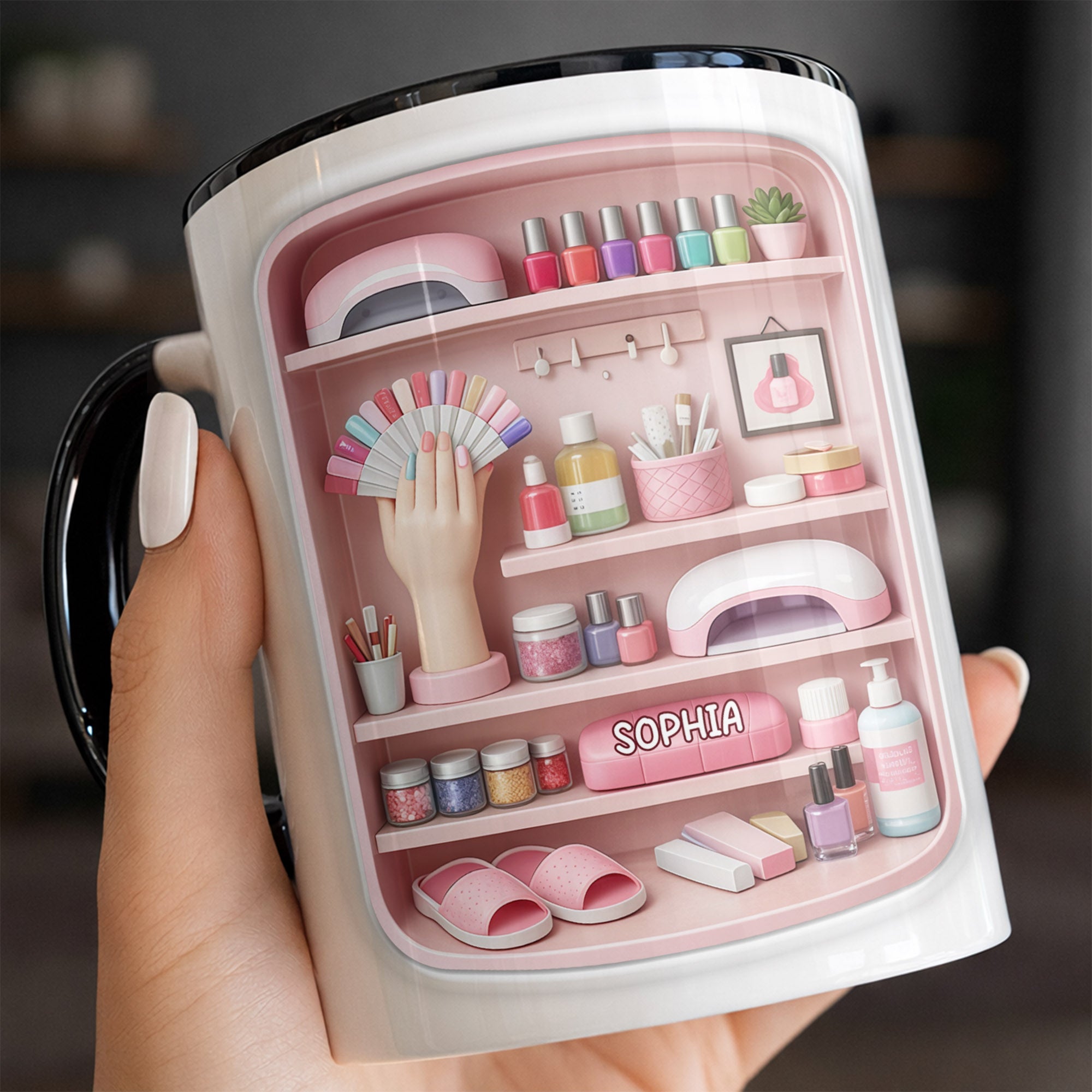Personalized Beauty And Nail Care Essentials Manicure Tools And Polish Accent Mug Gifts For Her - Image 7