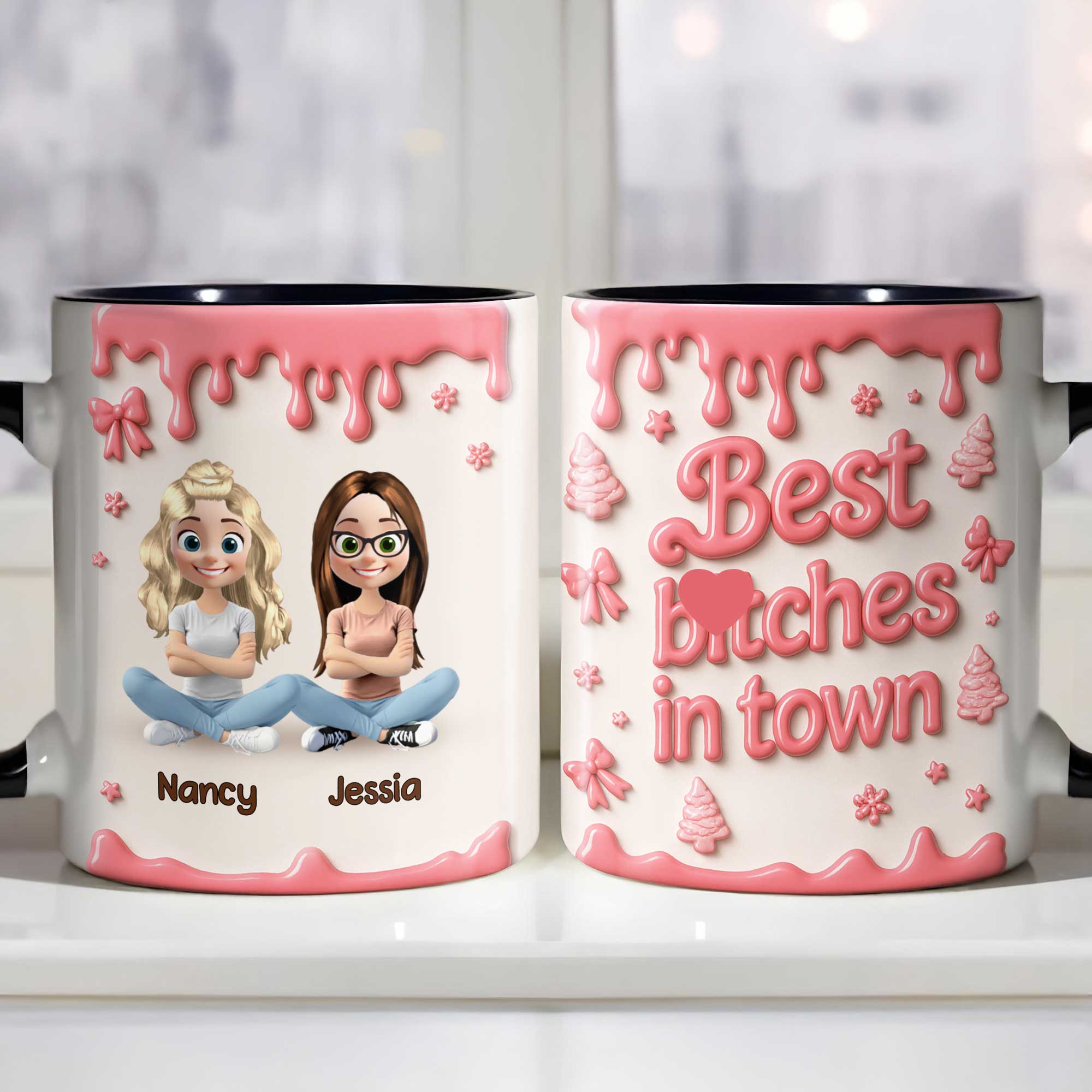 Personalized Best Bitches In Town Accent Mug Christmas Gifts For Besties