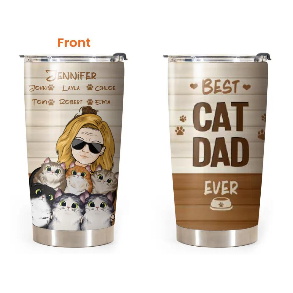 Personalized Best Cat Mom Cat Dad Ever Cat Lovers Tumbler Printed QTDT0703 - Image 2