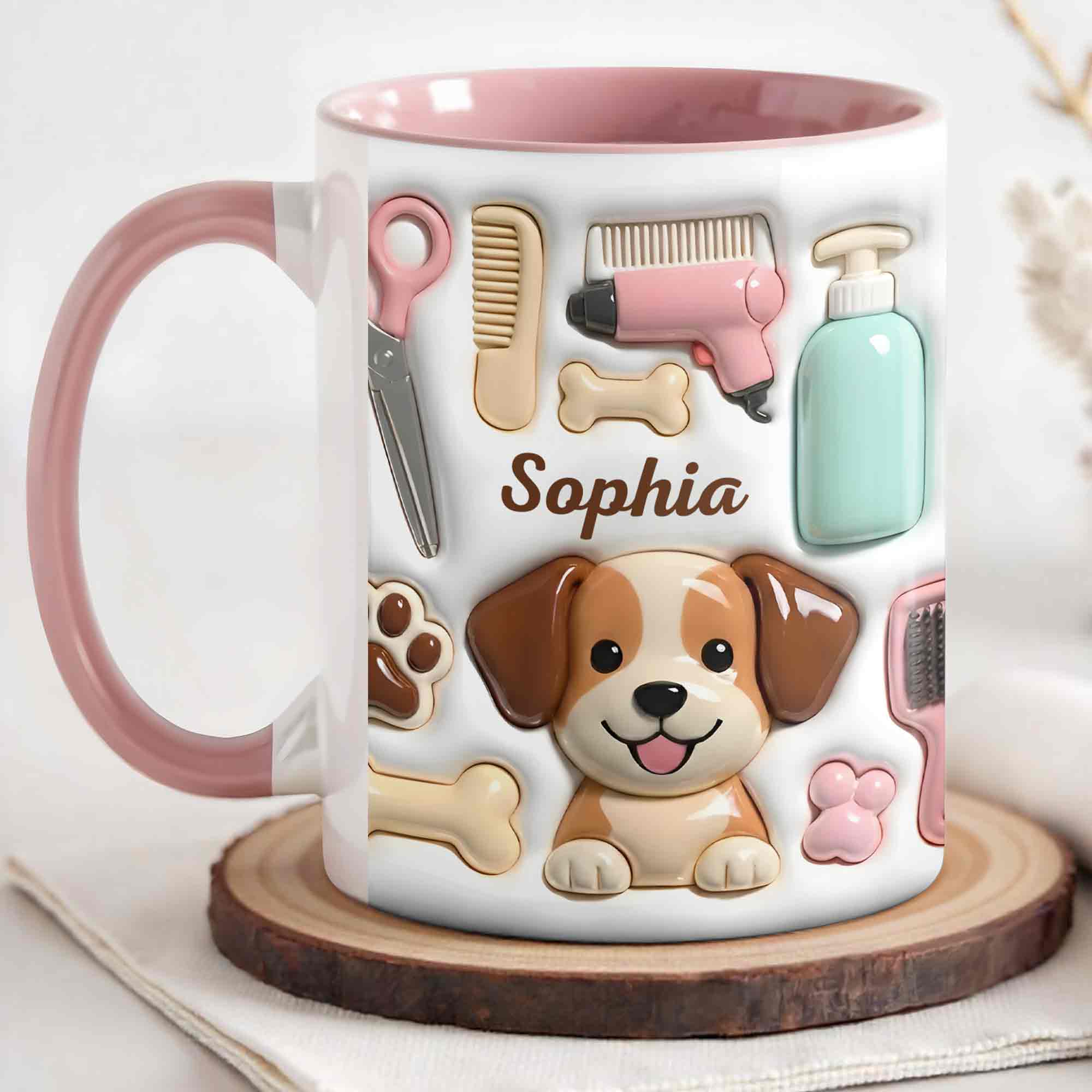 Personalized Best Dog Groomer Ever Accent Mug Dog Bone And Groomer Tools Coffee Cup Gifts Items - Image 3
