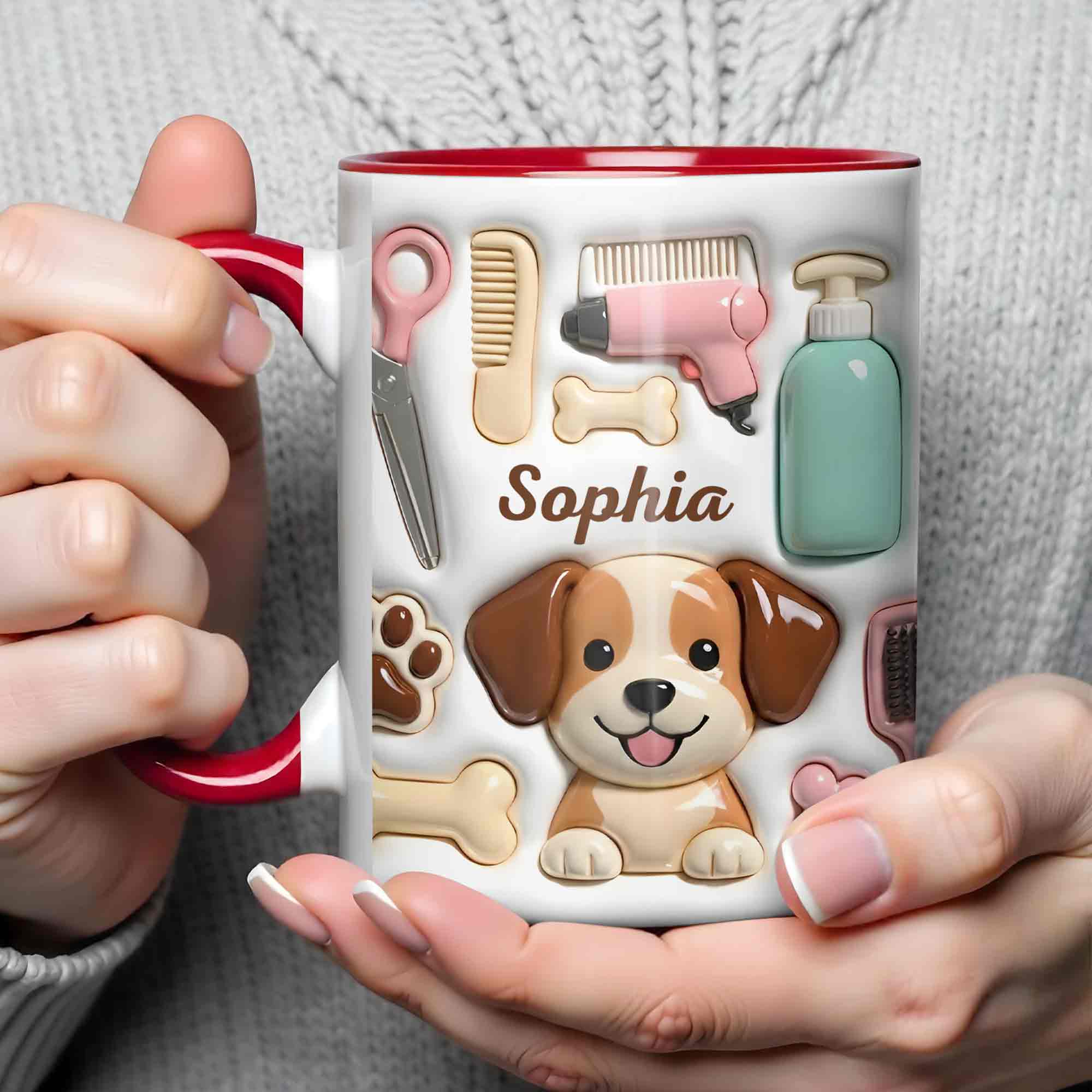 Personalized Best Dog Groomer Ever Accent Mug Dog Bone And Groomer Tools Coffee Cup Gifts Items - Image 4