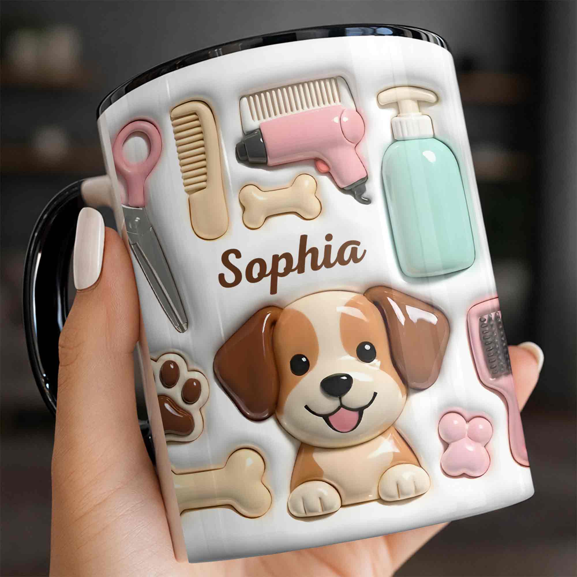 Personalized Best Dog Groomer Ever Accent Mug Dog Bone And Groomer Tools Coffee Cup Gifts Items - Image 5