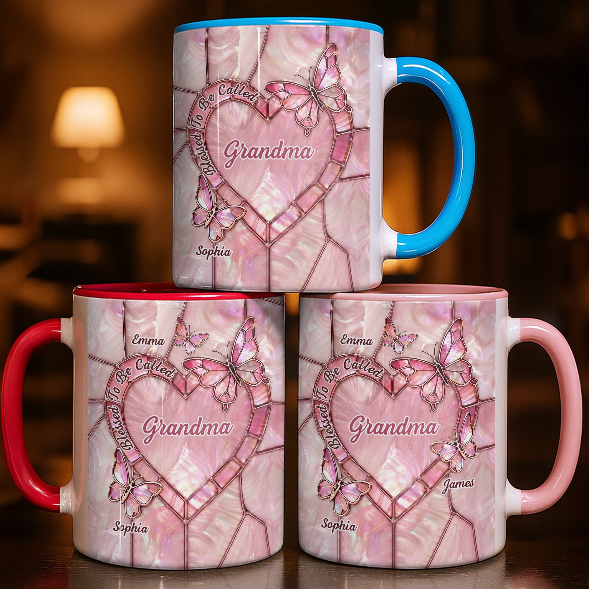 Personalized Blessed To Be Called Grandma Accent Mug With Custom Name Gifts For Nana - Image 3