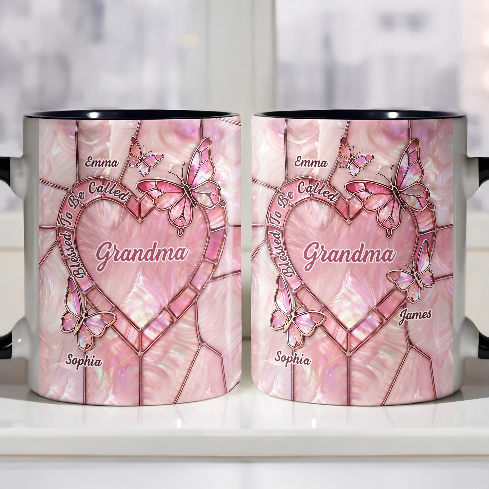 Personalized Blessed To Be Called Grandma Accent Mug With Custom Name Gifts For Nana