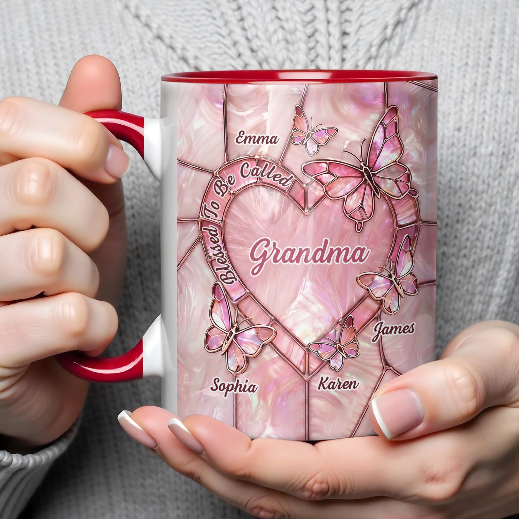 Personalized Blessed To Be Called Grandma Accent Mug With Custom Name Gifts For Nana - Image 4