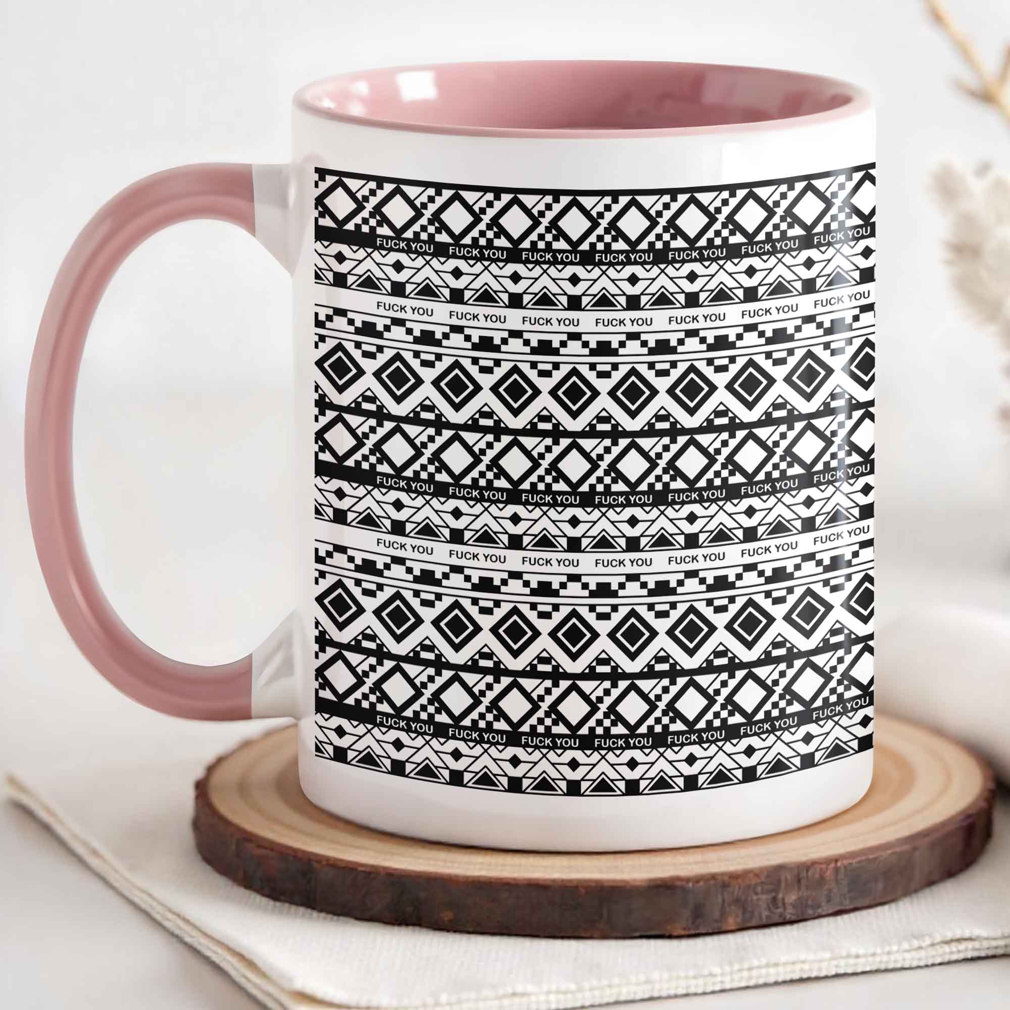 Personalized Bold Expression Accent Mug With Geometric Patterns Unique Gifts Ideas - Image 3