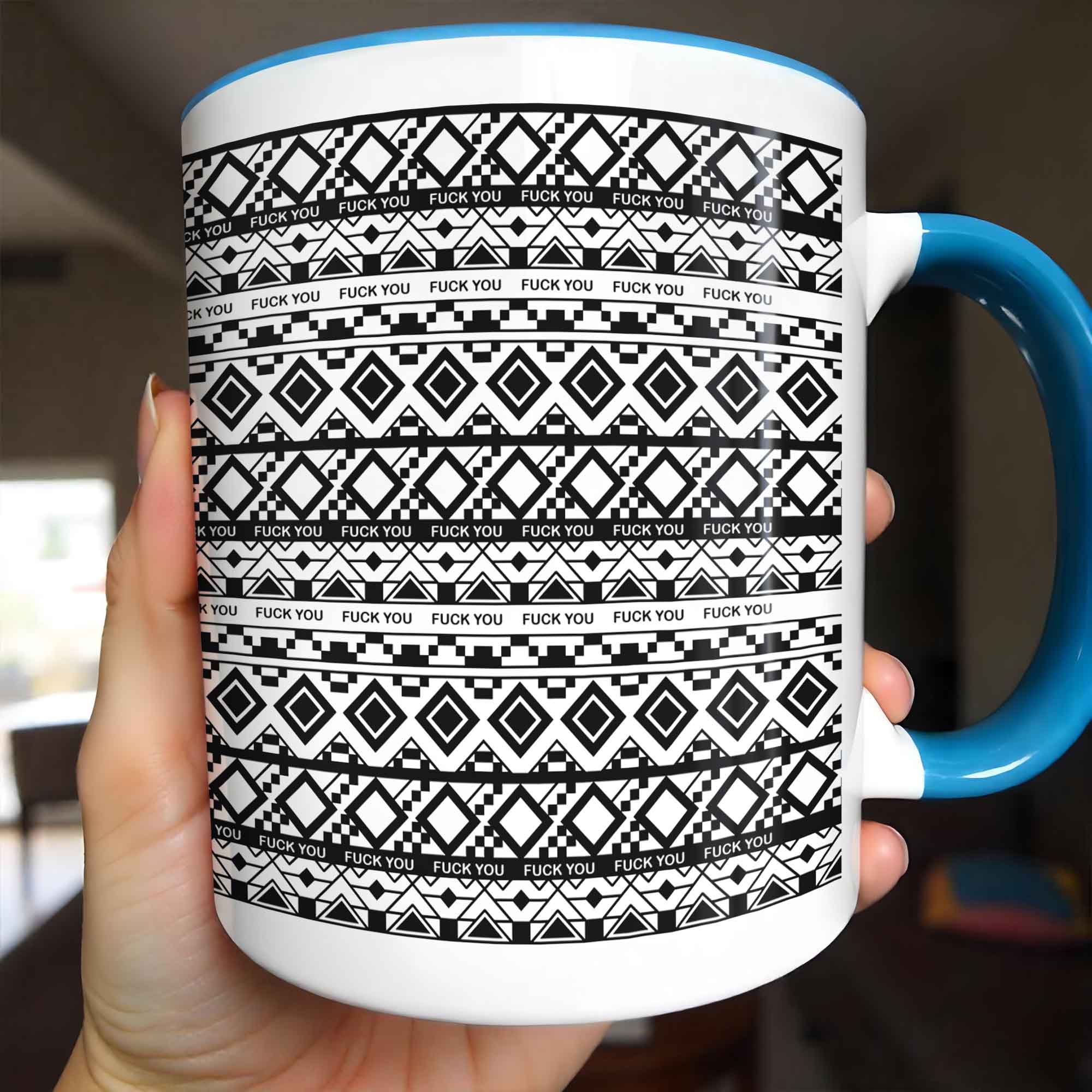 Personalized Bold Expression Accent Mug With Geometric Patterns Unique Gifts Ideas - Image 2