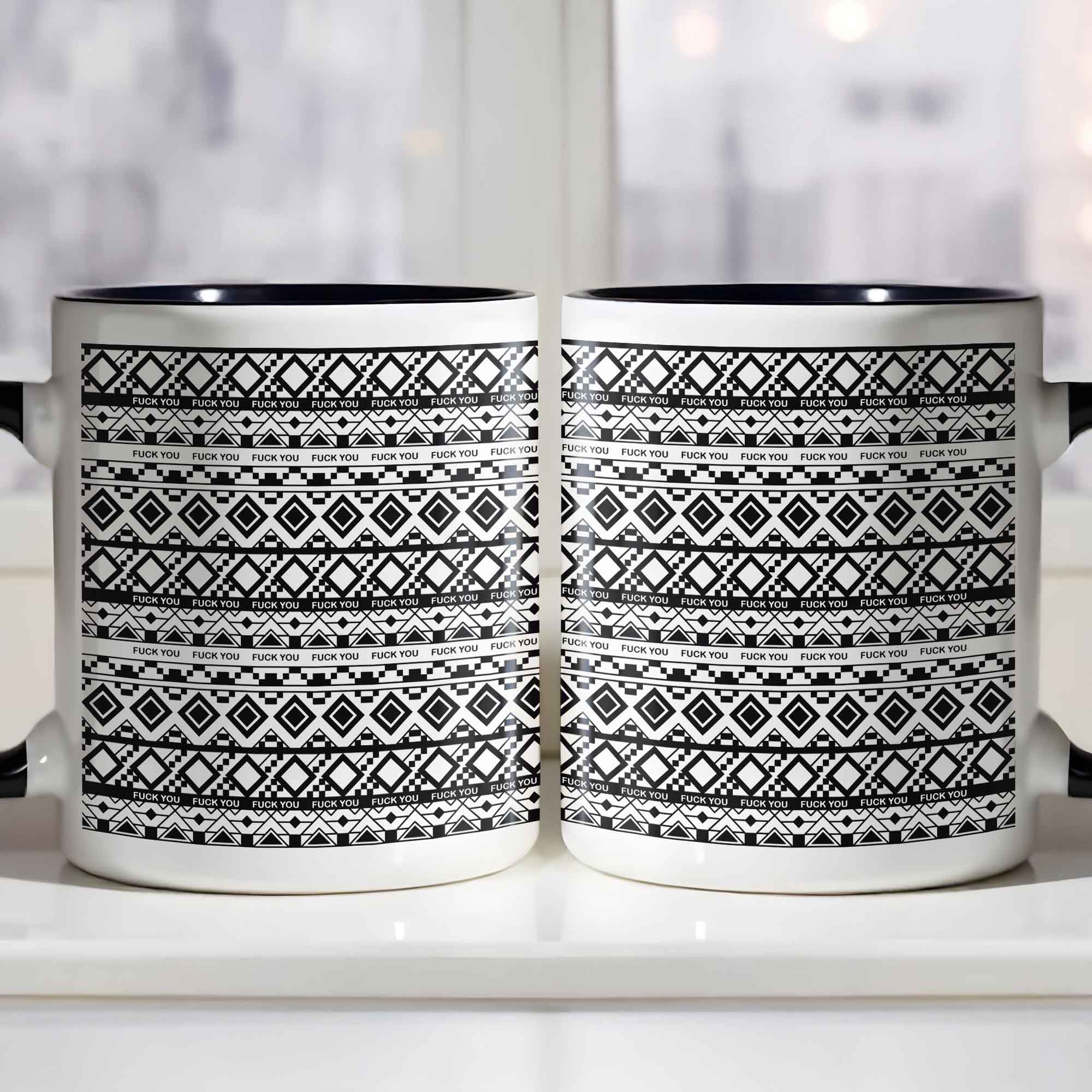 Personalized Bold Expression Accent Mug With Geometric Patterns Unique Gifts Ideas