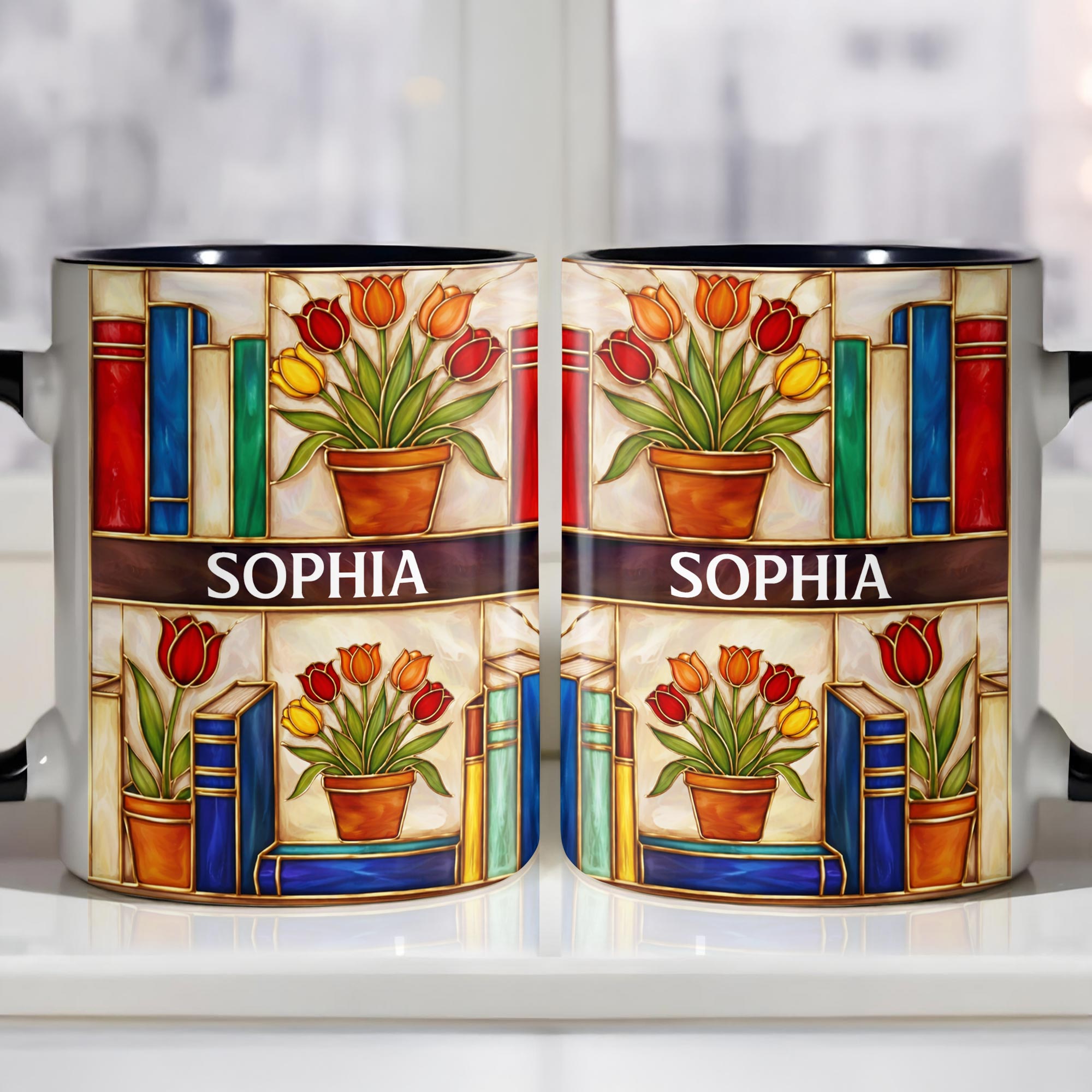 Personalized Books And Tulips Design Accent Mug To My Favorite Book Lover Gifts Ideas