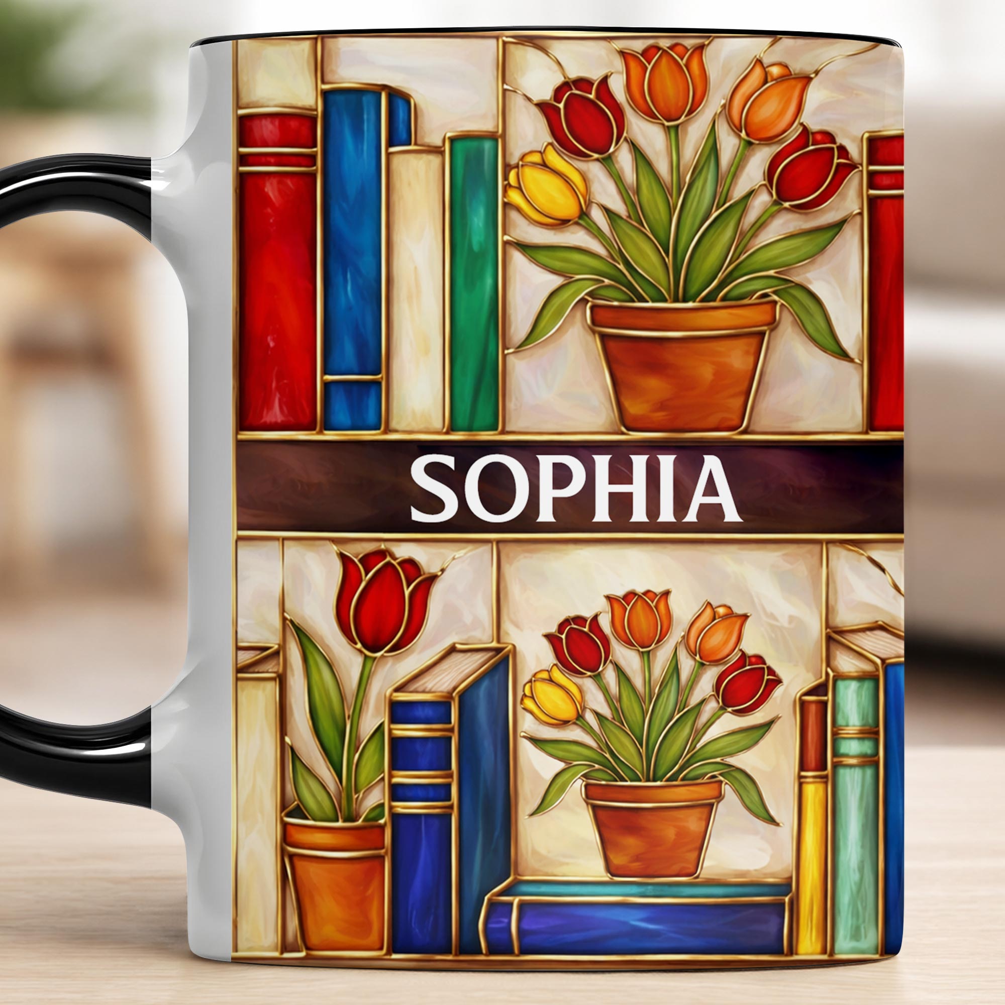 Personalized Books And Tulips Design Accent Mug To My Favorite Book Lover Gifts Ideas - Image 6