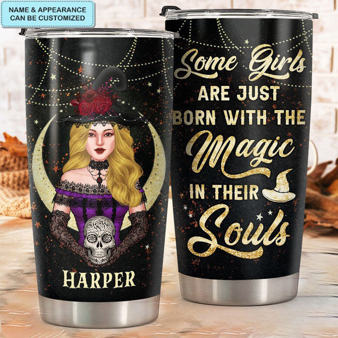 Personalized Born With The Magic In Their Souls Tumbler 2024 Halloween Witch Tumbler Cup - Image 2