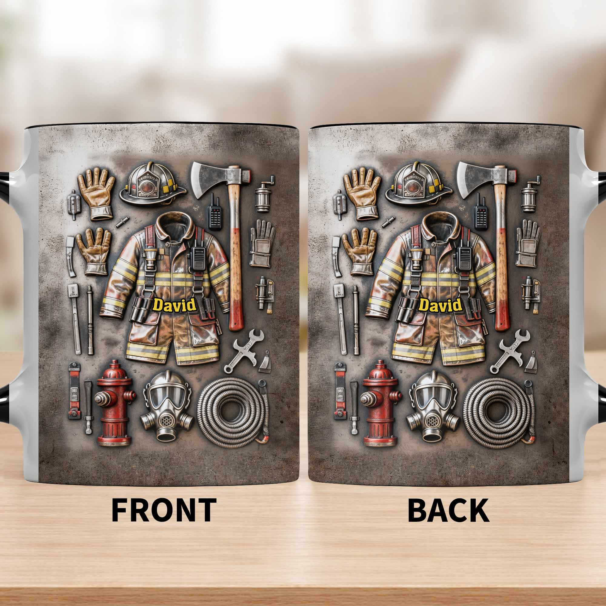 Personalized Brave Firefighter Gear Accent Mug Gifts Ideas For Fireman - Image 6