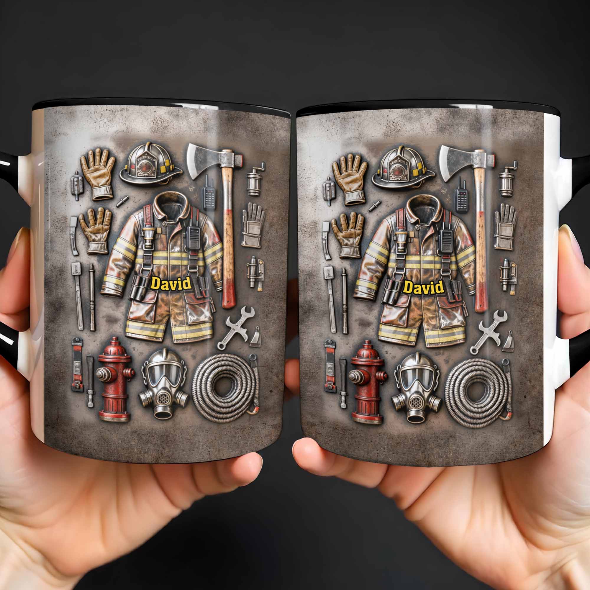 Personalized Brave Firefighter Gear Accent Mug Gifts Ideas For Fireman - Image 7