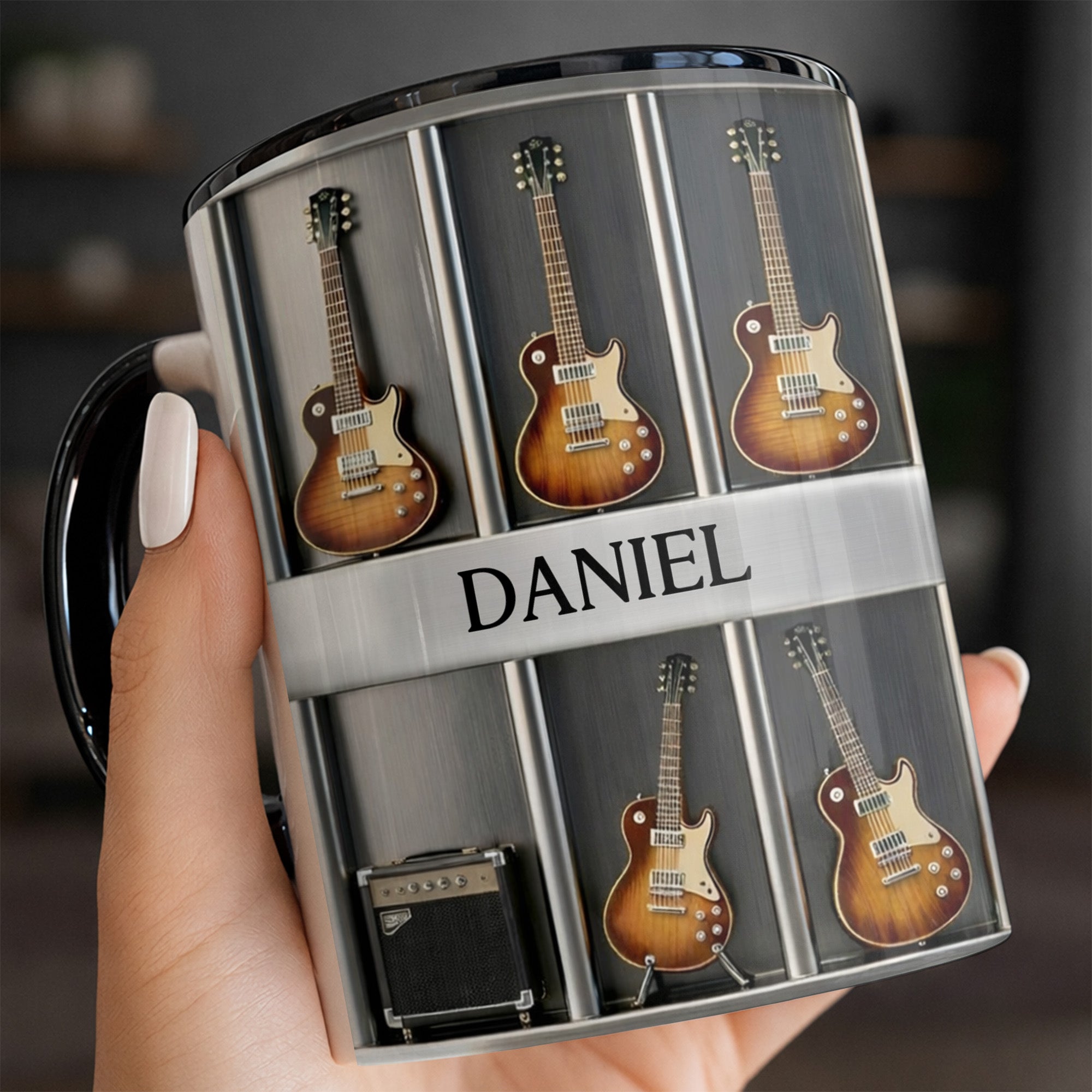 Personalized Capture Your Passion For Music With Guitar Theme Accent Mug Gifts For Guitarist - Image 6