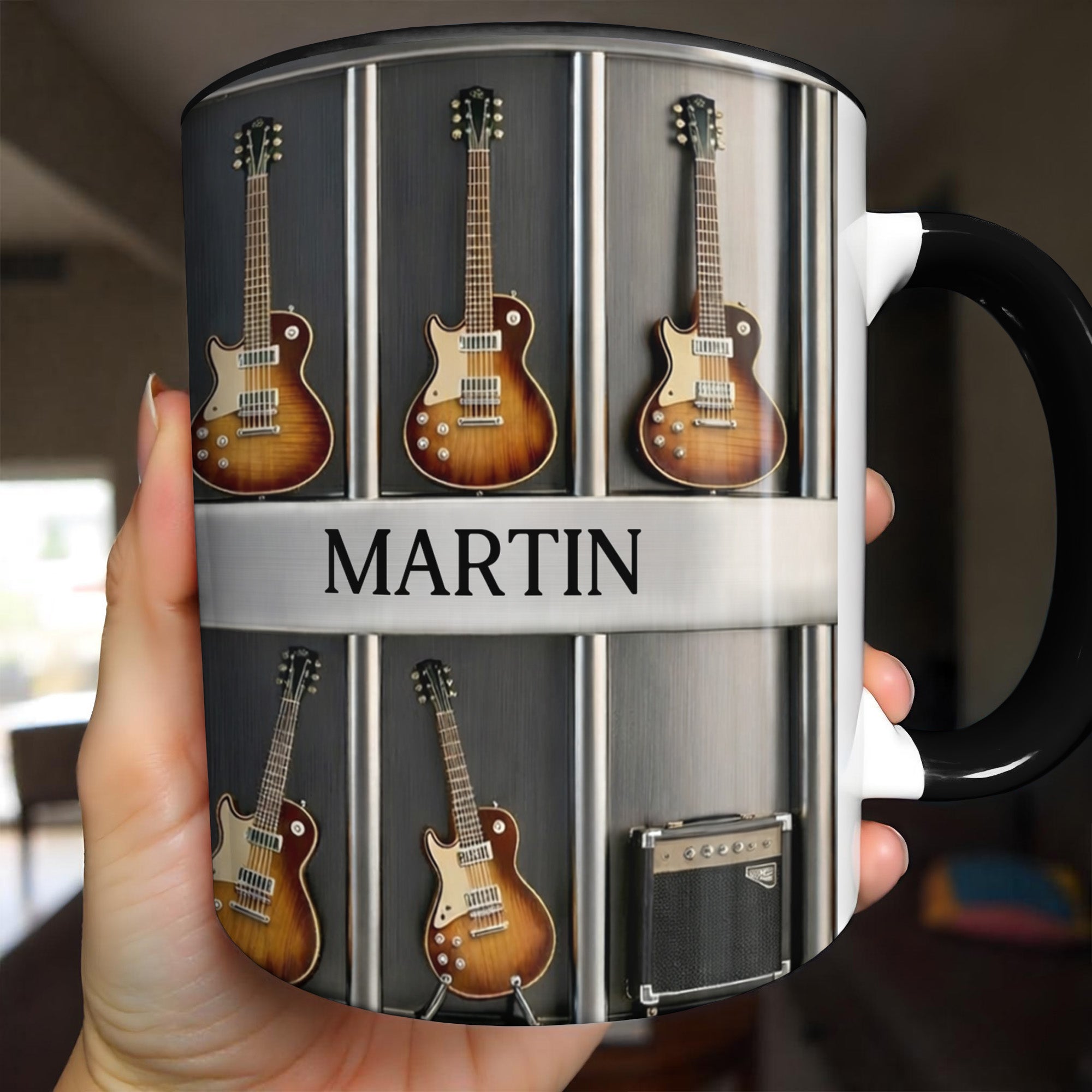 Personalized Capture Your Passion For Music With Guitar Theme Accent Mug Gifts For Guitarist - Image 4