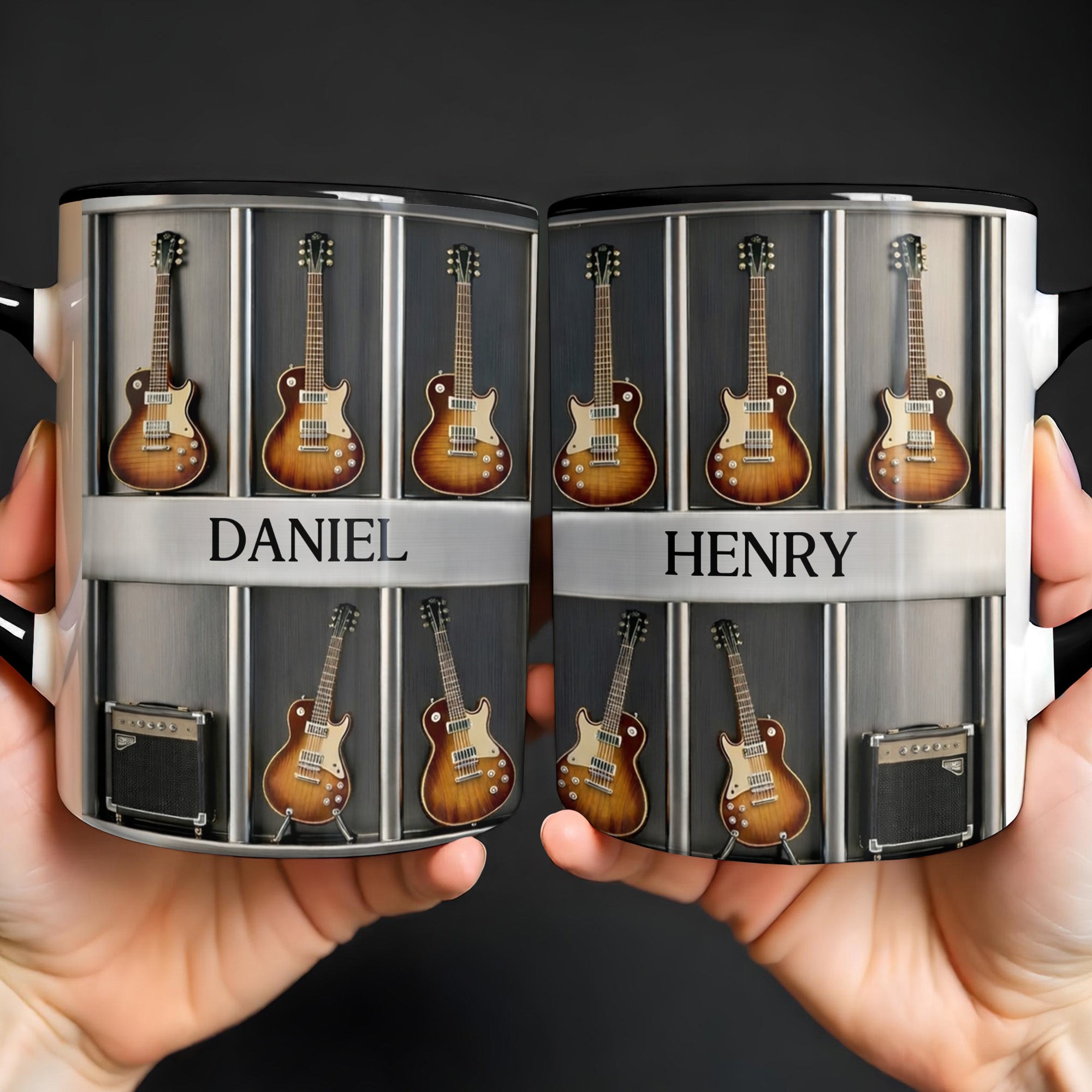 Personalized Capture Your Passion For Music With Guitar Theme Accent Mug Gifts For Guitarist
