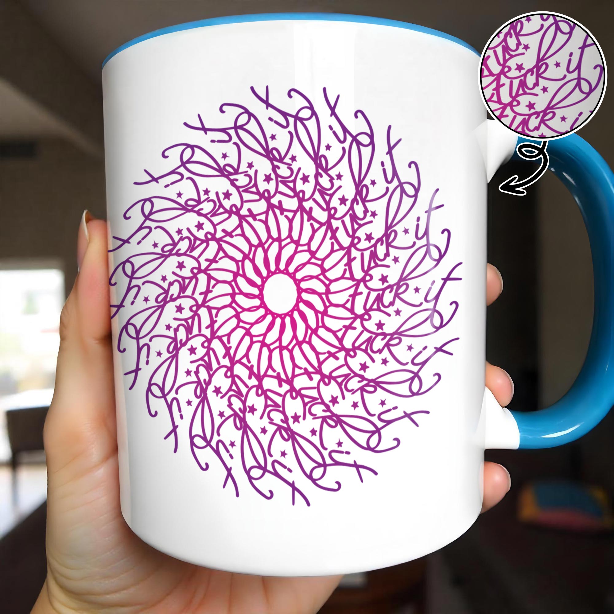 Personalized Celebrate Beautiful Intricate Floral Design Accent Mug Gifts For Family Member - Image 2