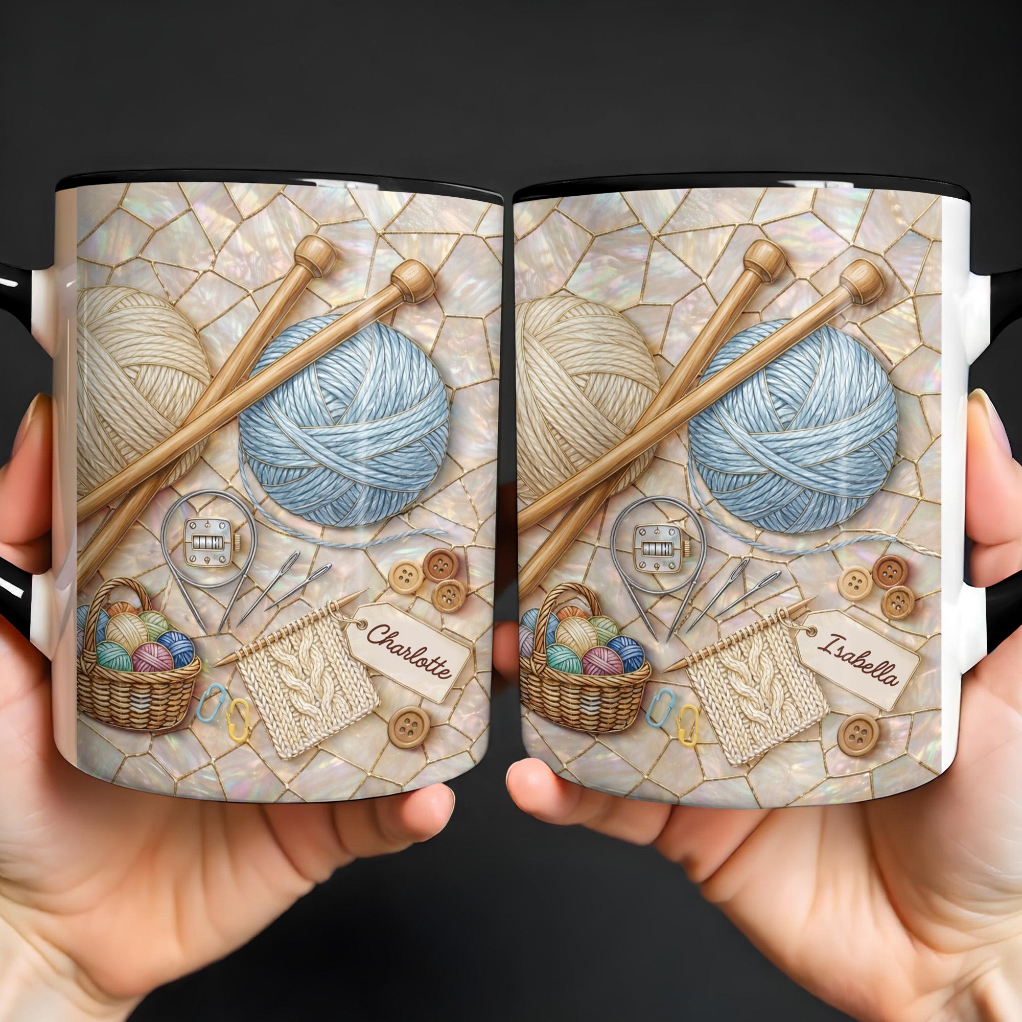 Personalized Celebrate Crafting With Yarn Balls And Knitting Needles Accent Mug Gifts For Her - Image 5