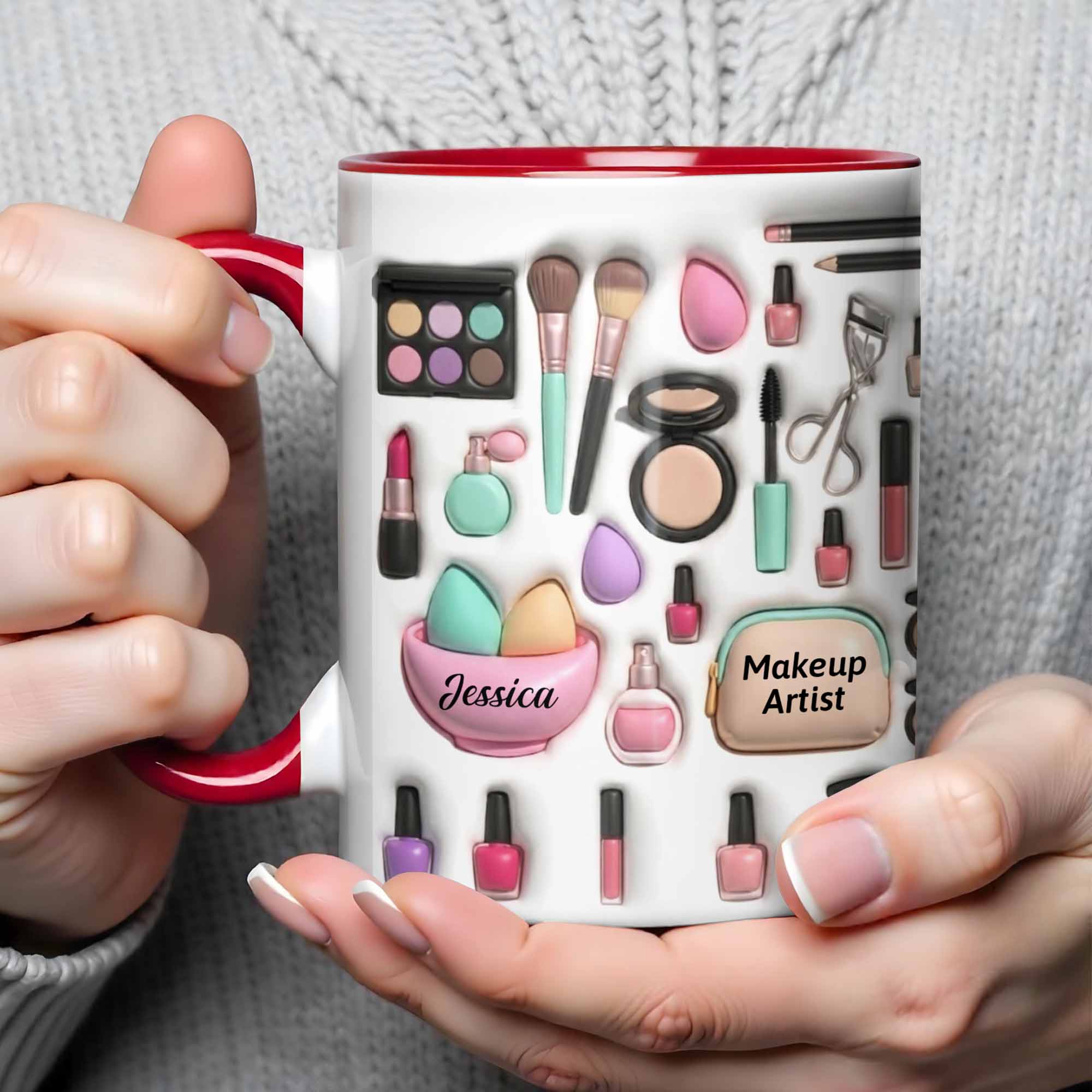 Personalized Celebrate Your Beauty With Custom Makeup Design Accent Mug Gifts For Makeup Artist - Image 4