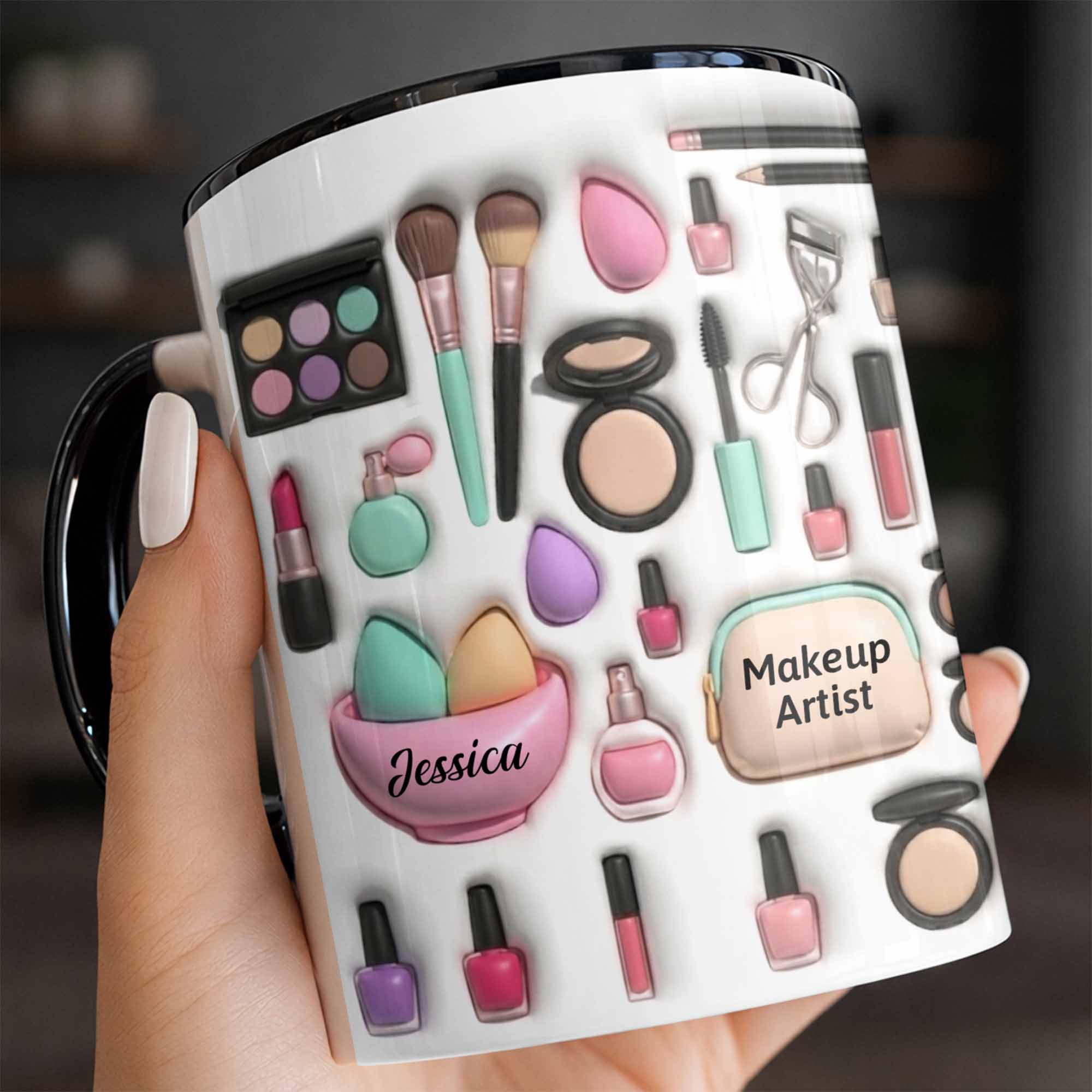 Personalized Celebrate Your Beauty With Custom Makeup Design Accent Mug Gifts For Makeup Artist