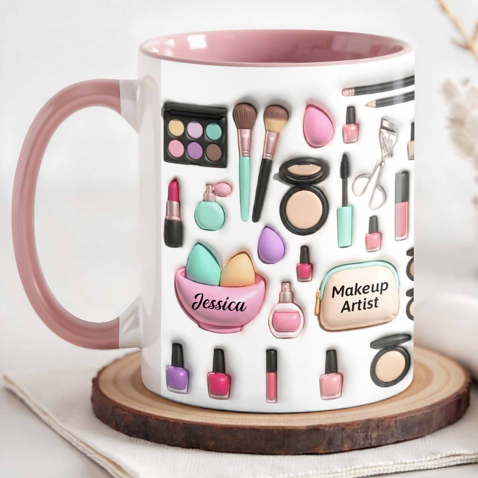 Personalized Celebrate Your Beauty With Custom Makeup Design Accent Mug Gifts For Makeup Artist - Image 3