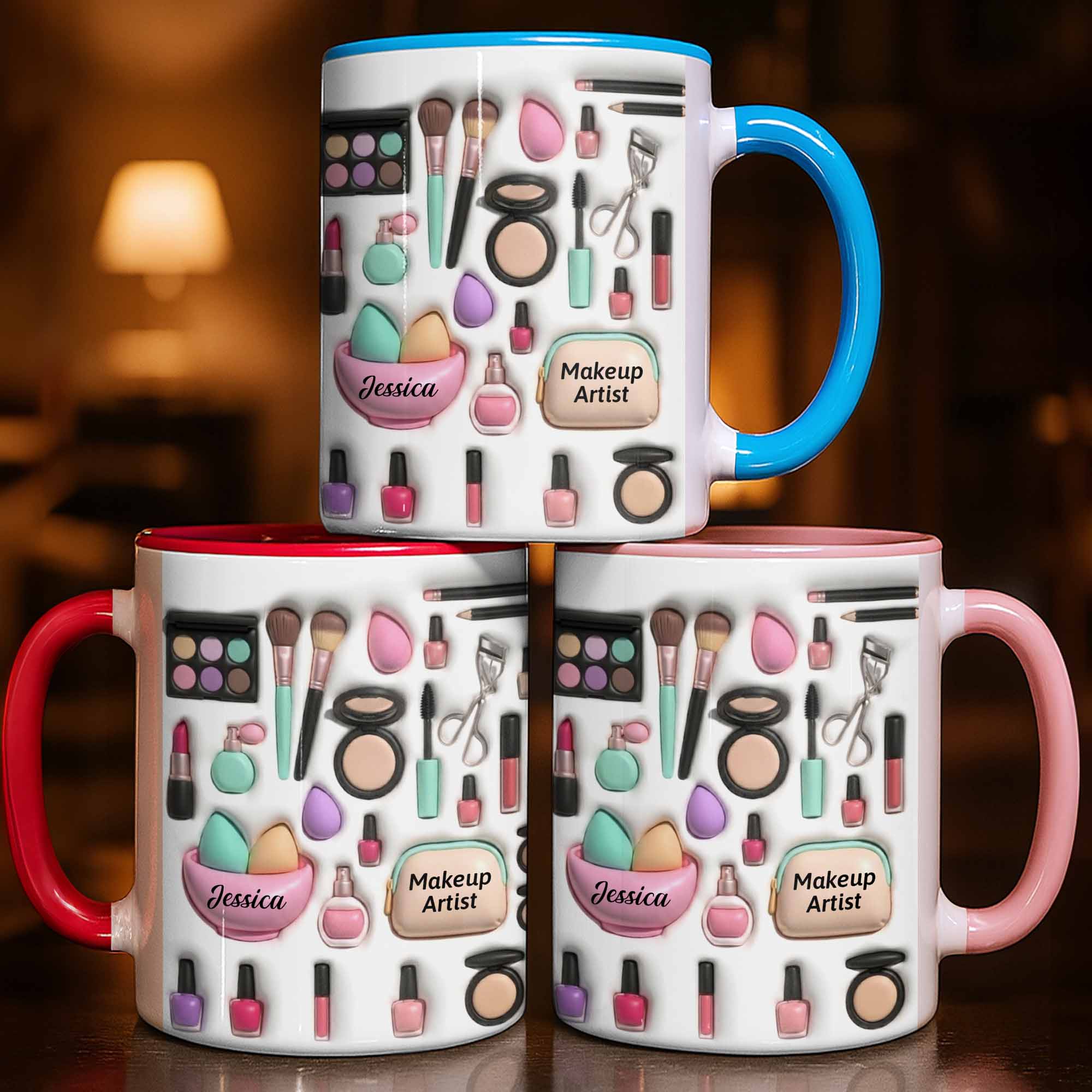 Personalized Celebrate Your Beauty With Custom Makeup Design Accent Mug Gifts For Makeup Artist - Image 2