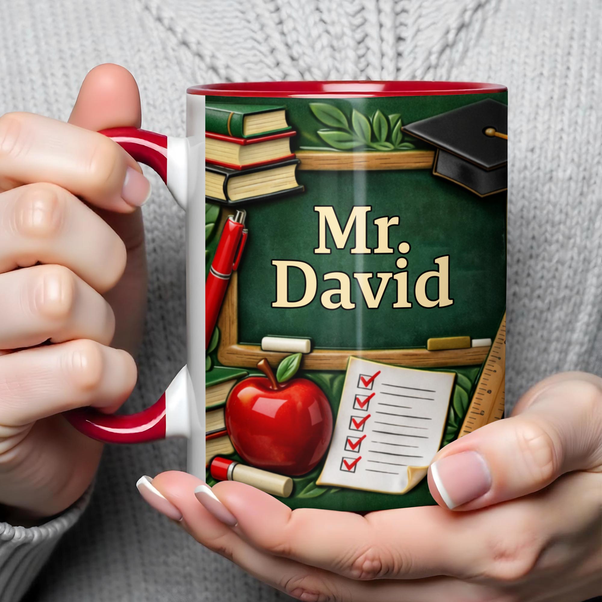 Personalized Celebrate Your Favorite Teacher Books And Apple Accent Mug Gifts Ideas - Image 2