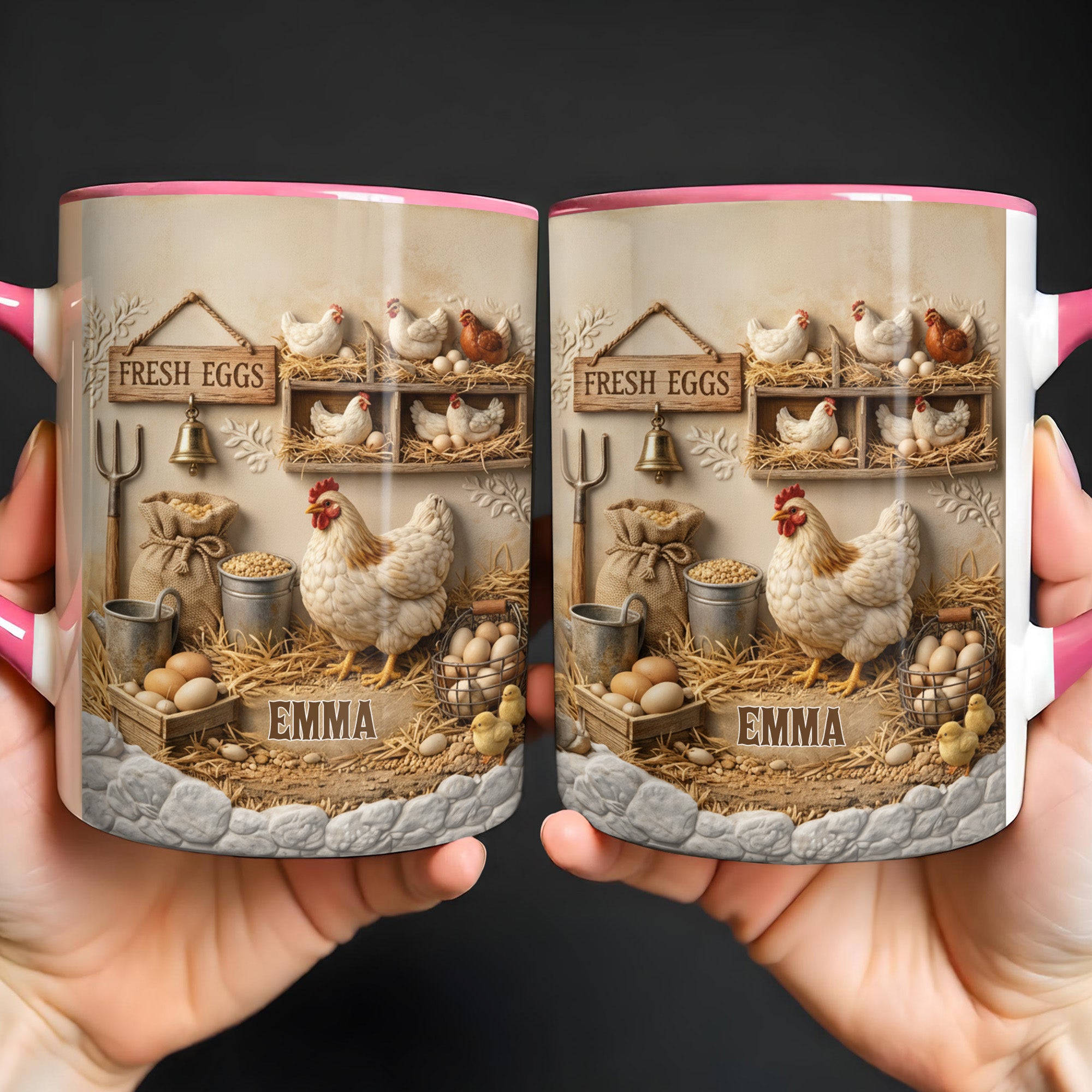Personalized Chickens And Fresh Eggs Accent Mug Unique Gifts For Farmers - Image 5