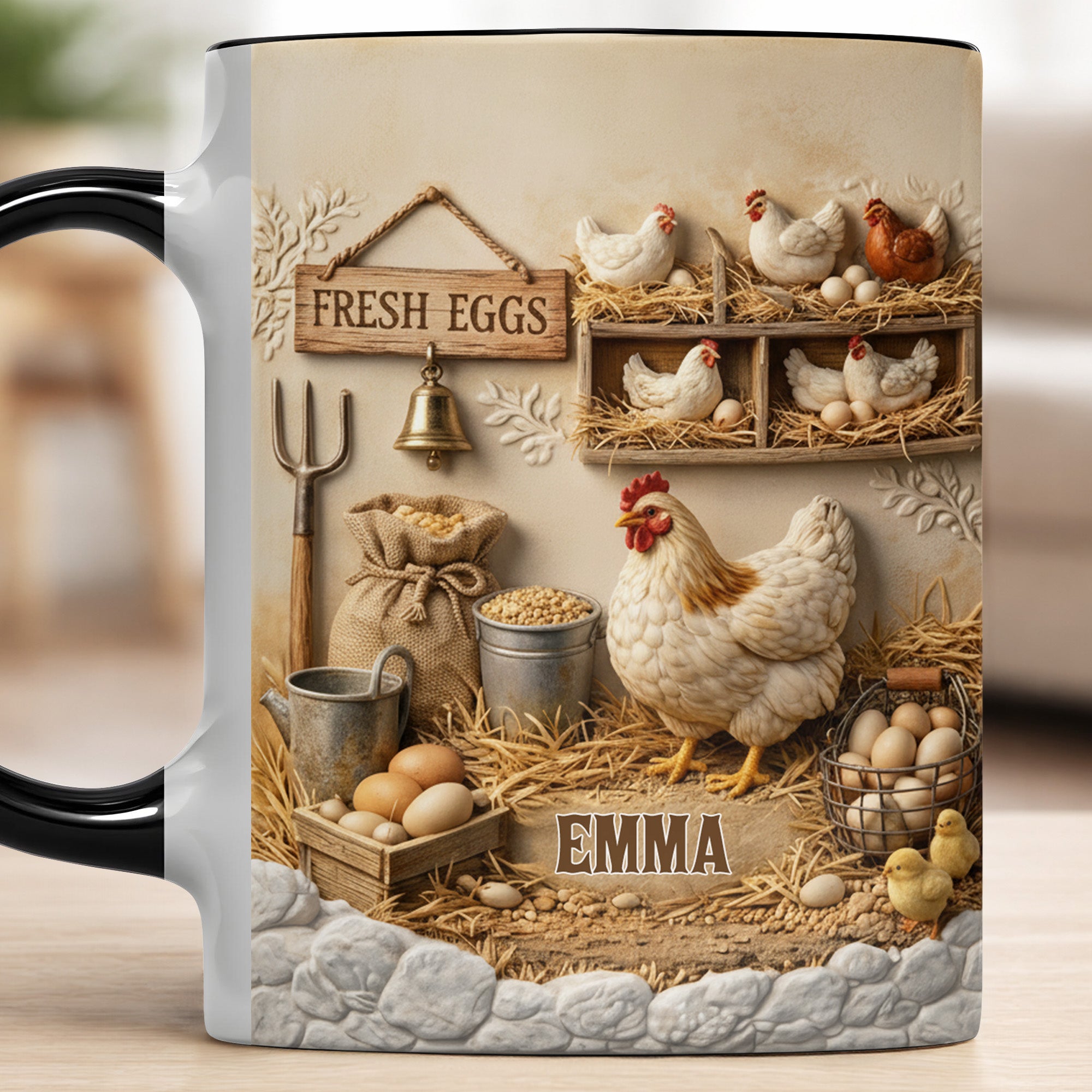 Personalized Chickens And Fresh Eggs Accent Mug Unique Gifts For Farmers - Image 4
