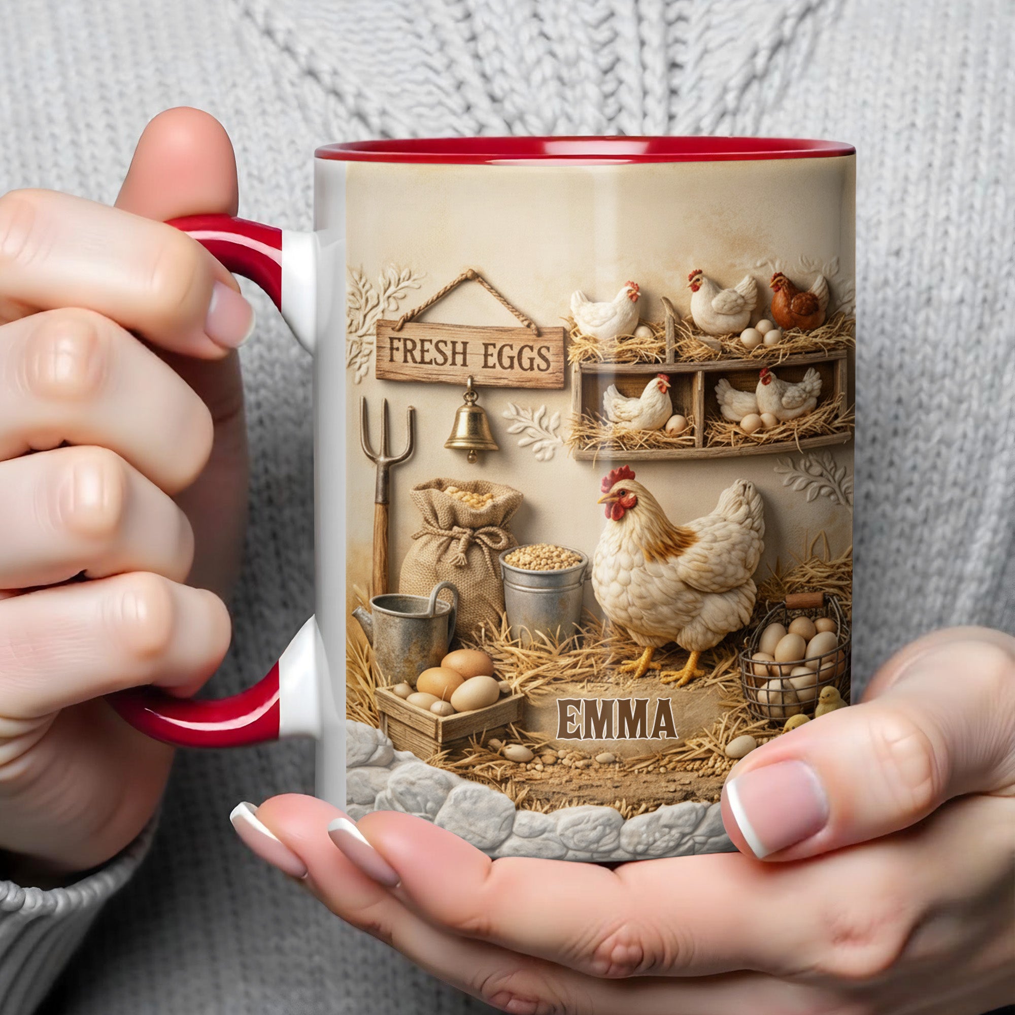 Personalized Chickens And Fresh Eggs Accent Mug Unique Gifts For Farmers - Image 6