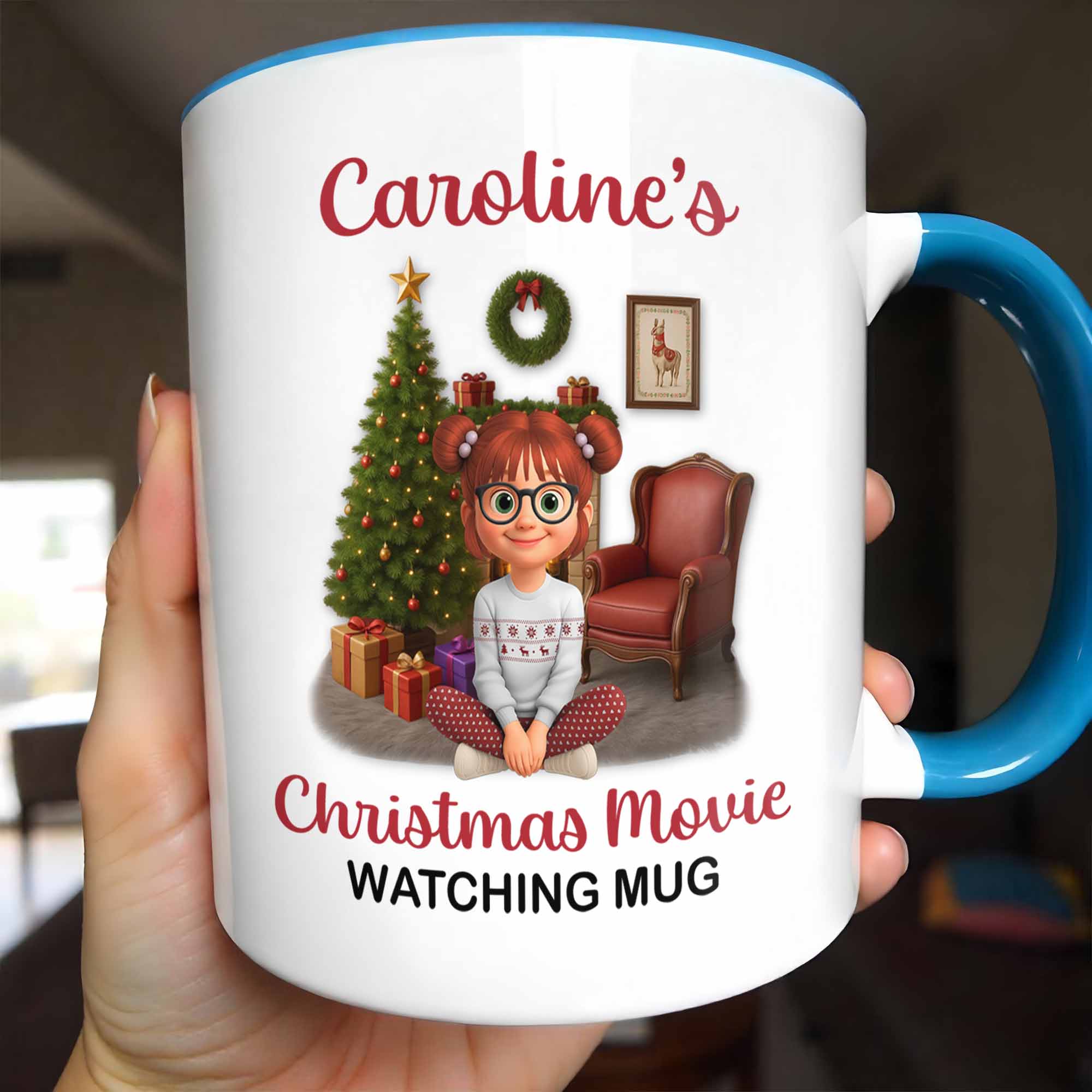 Personalized Christmas Movie Watching Mug With Christmas Tree Accent Mug Unique Xmas Gifts - Image 2