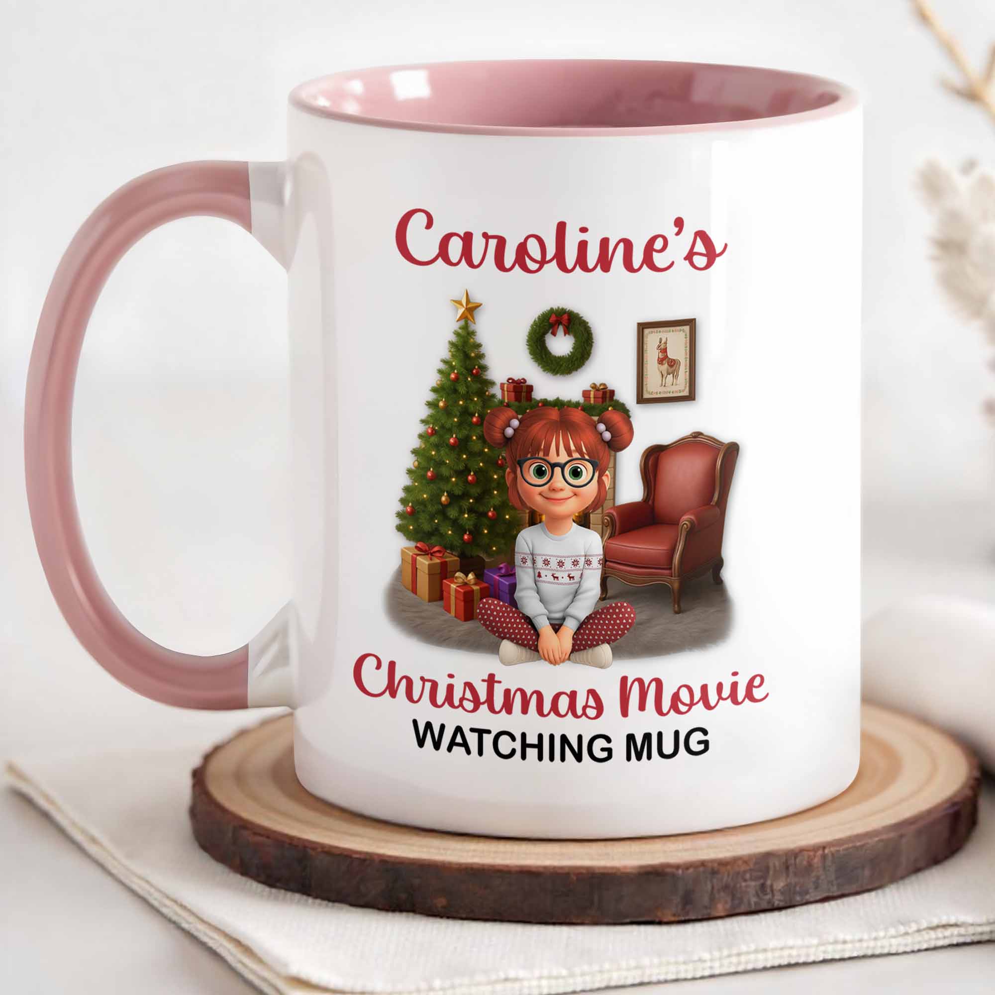 Personalized Christmas Movie Watching Mug With Christmas Tree Accent Mug Unique Xmas Gifts - Image 4