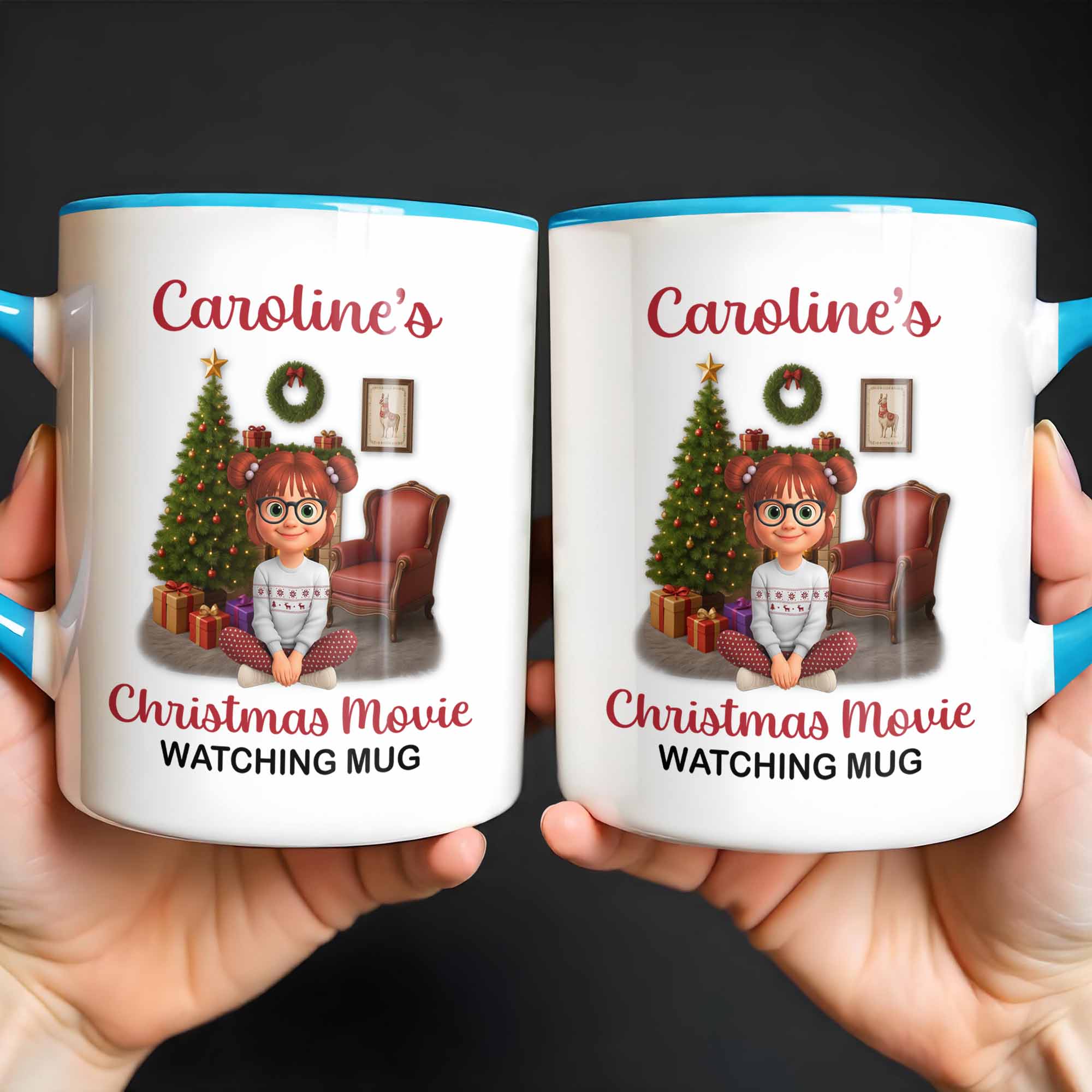 Personalized Christmas Movie Watching Mug With Christmas Tree Accent Mug Unique Xmas Gifts - Image 5