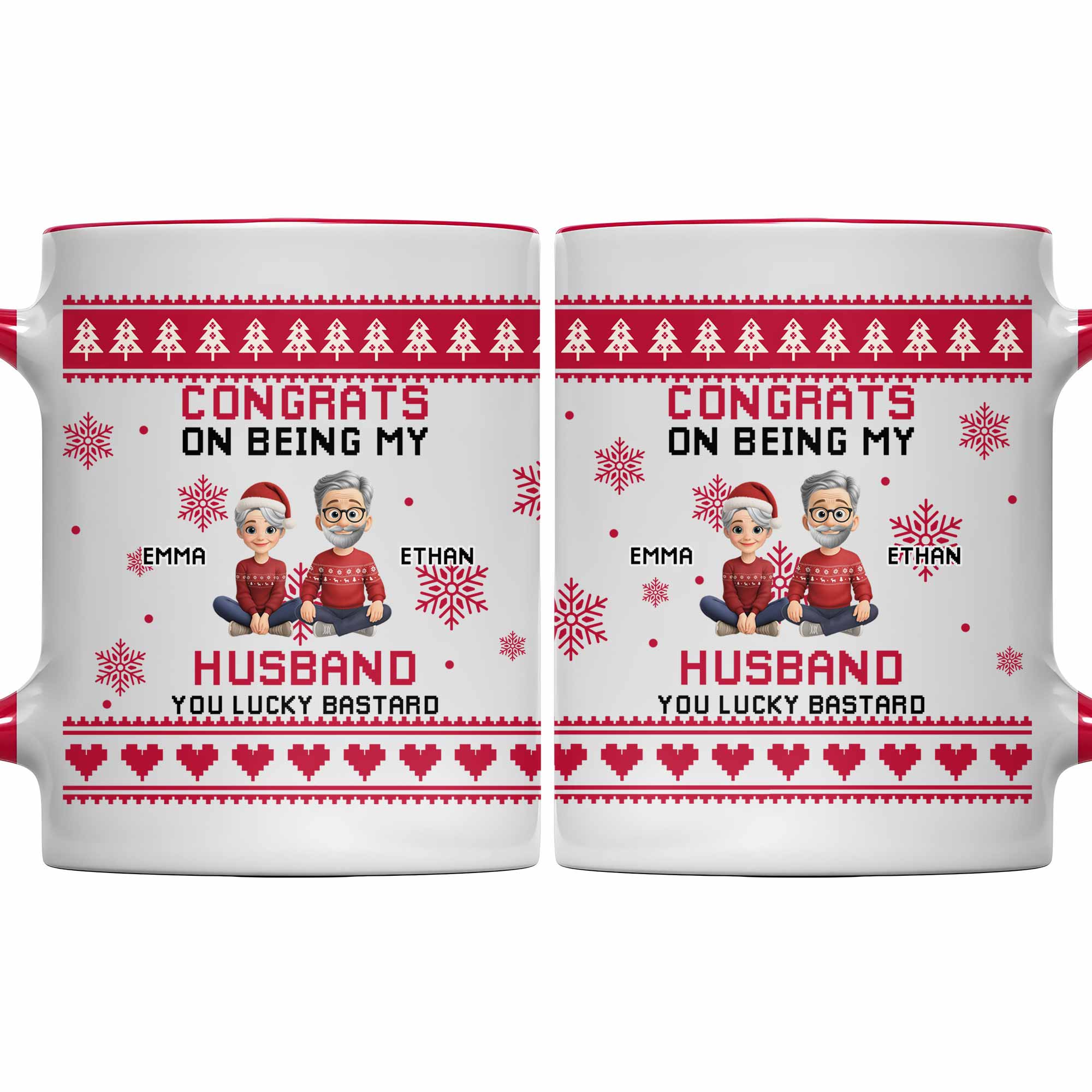 Personalized Congrats On Being My Husband Accent Mug Christmas Themed Coffee Cup Couple Gifts - Image 4