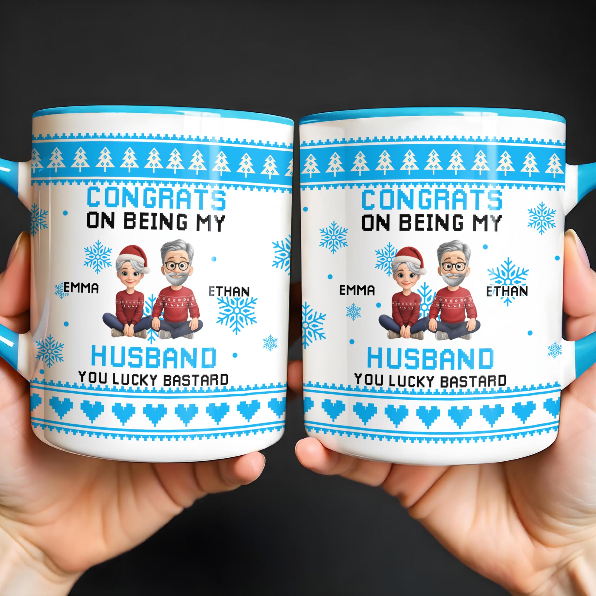 Personalized Congrats On Being My Husband Accent Mug Christmas Themed Coffee Cup Couple Gifts - Image 2