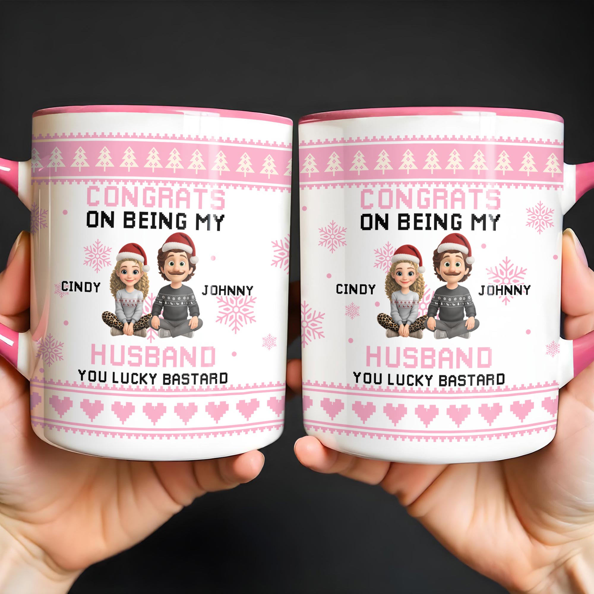 Personalized Congrats On Being My Husband Accent Mug Christmas Themed Coffee Cup Couple Gifts - Image 3