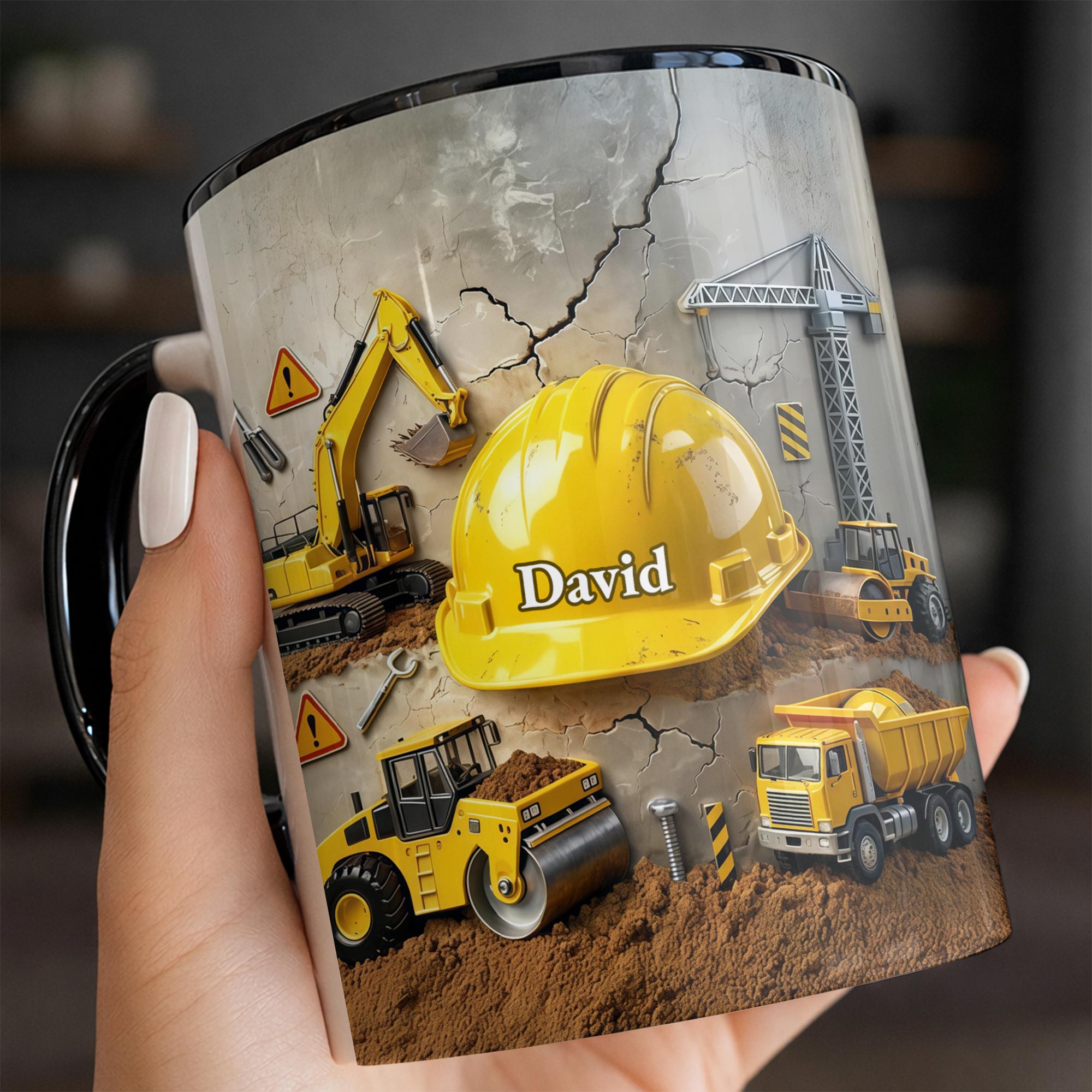 Personalized Construction Themed Builder Accent Mug Safety Helmet Coffee Cup Gifts For Men - Image 5