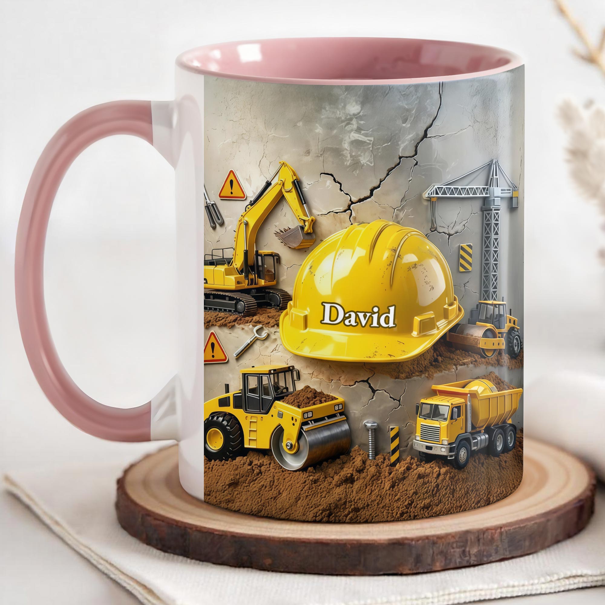 Personalized Construction Themed Builder Accent Mug Safety Helmet Coffee Cup Gifts For Men - Image 3