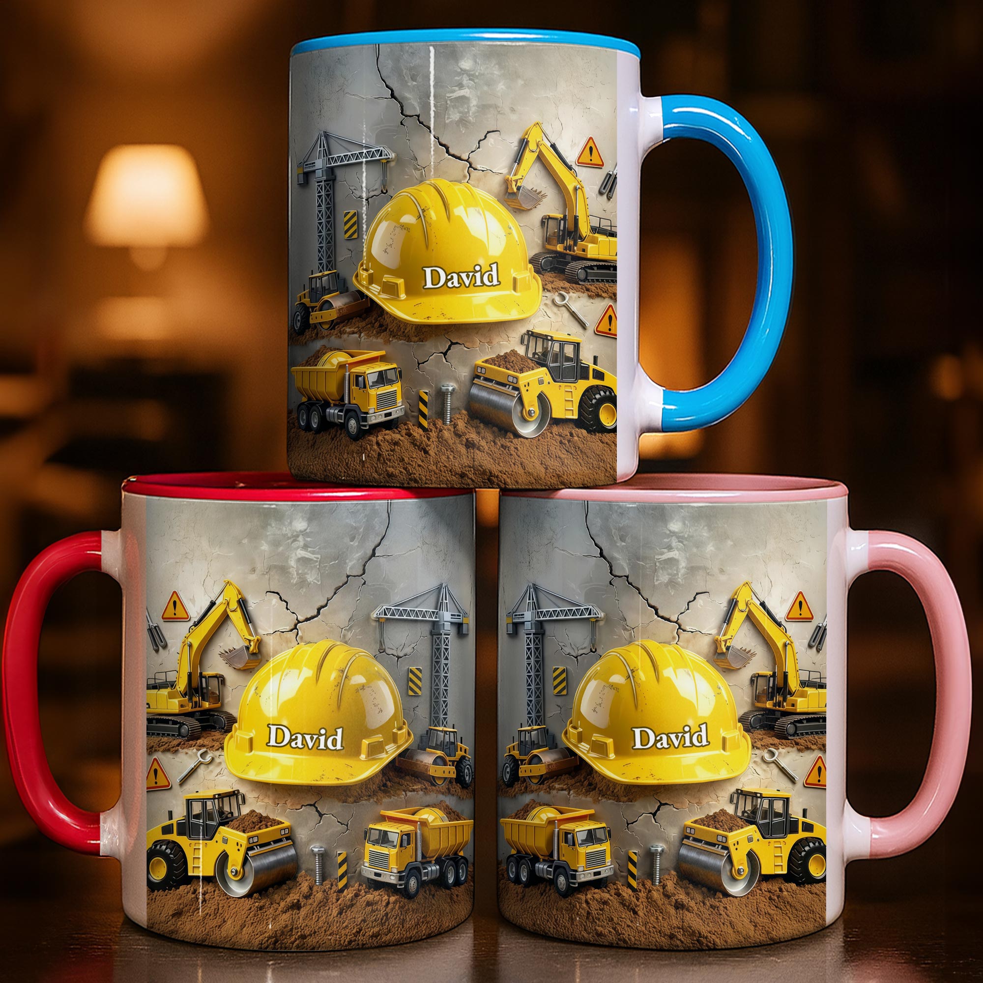 Personalized Construction Themed Builder Accent Mug Safety Helmet Coffee Cup Gifts For Men - Image 2