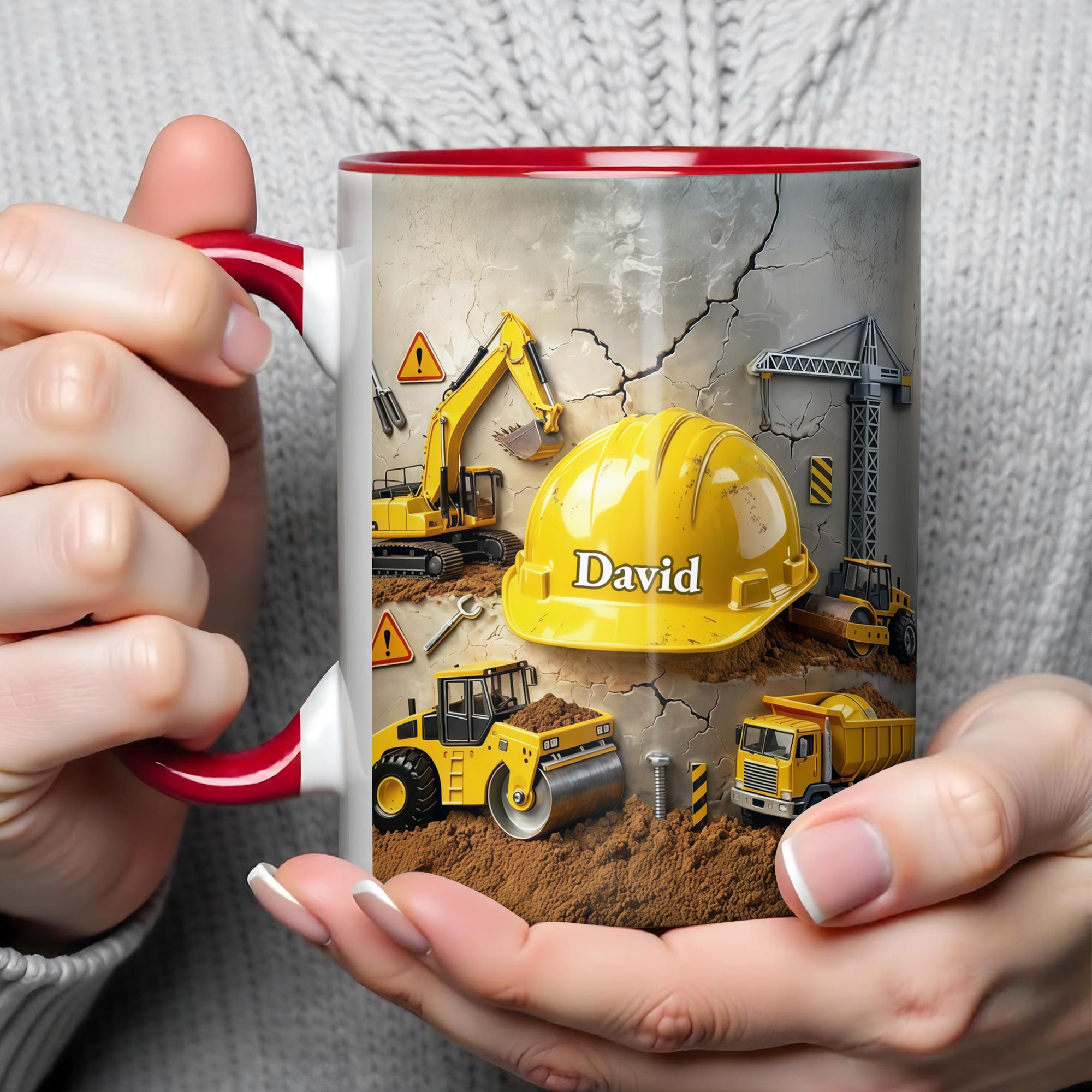 Personalized Construction Themed Builder Accent Mug Safety Helmet Coffee Cup Gifts For Men - Image 4