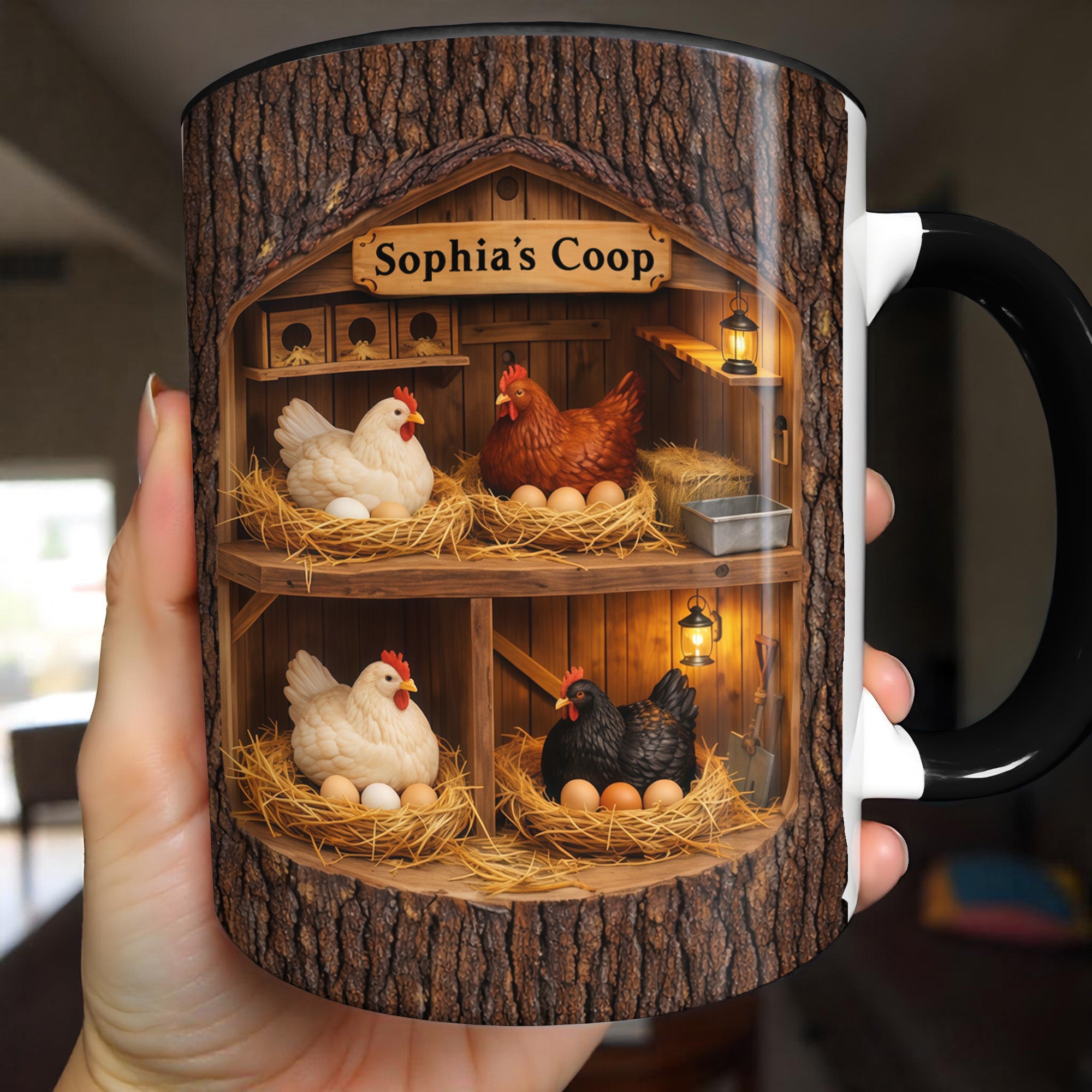 Personalized Coop With Chickens And Eggs Accent Mug Best Gifts For Farmers