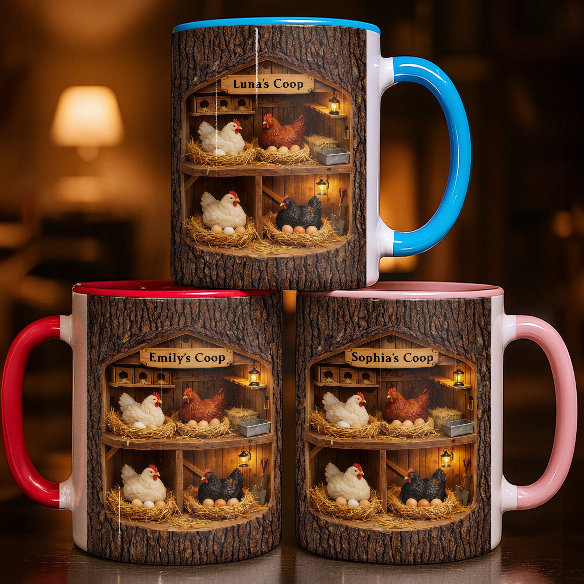 Personalized Coop With Chickens And Eggs Accent Mug Best Gifts For Farmers - Image 2