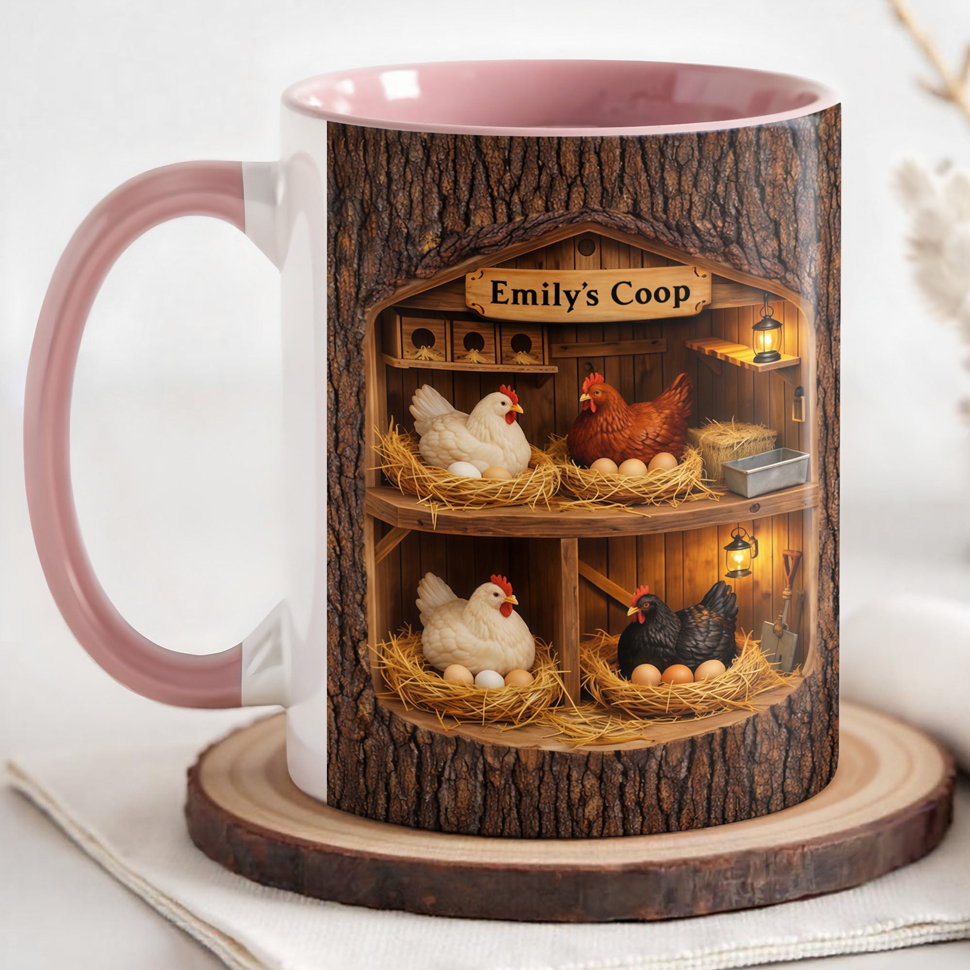 Personalized Coop With Chickens And Eggs Accent Mug Best Gifts For Farmers - Image 3