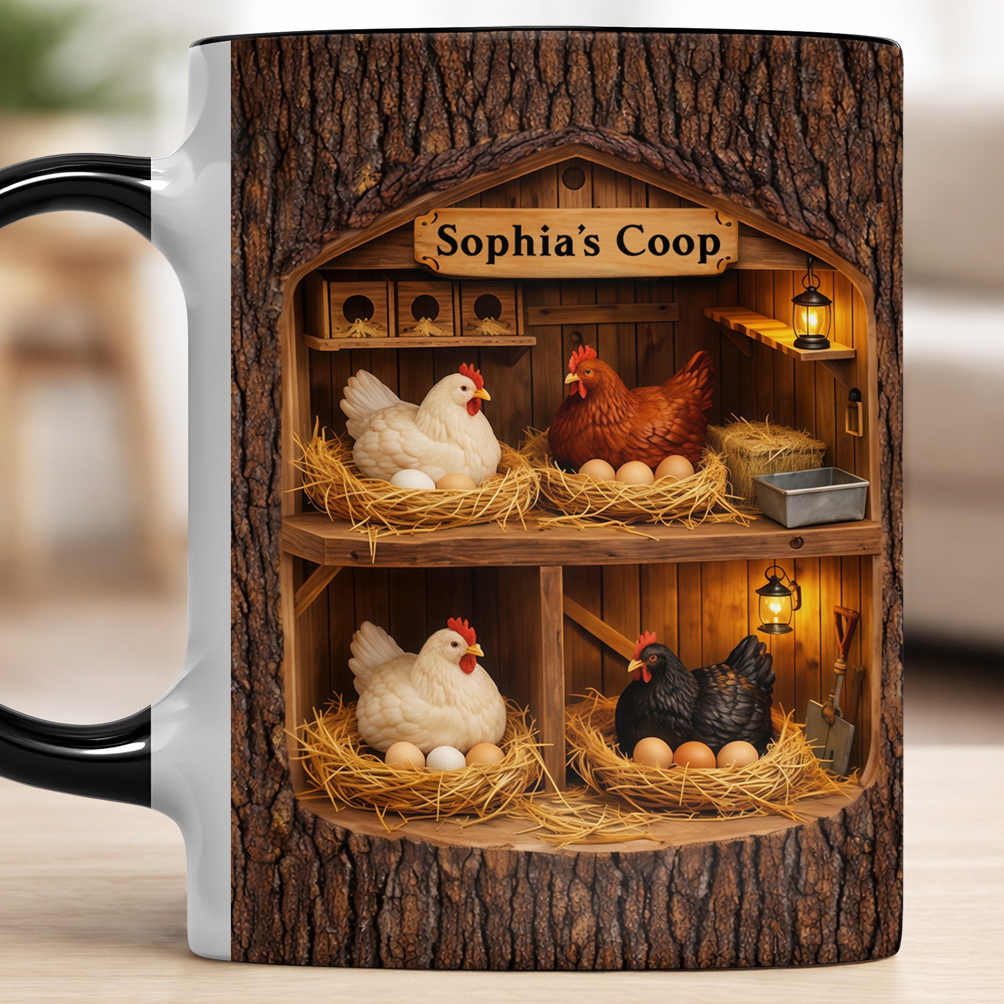 Personalized Coop With Chickens And Eggs Accent Mug Best Gifts For Farmers - Image 6