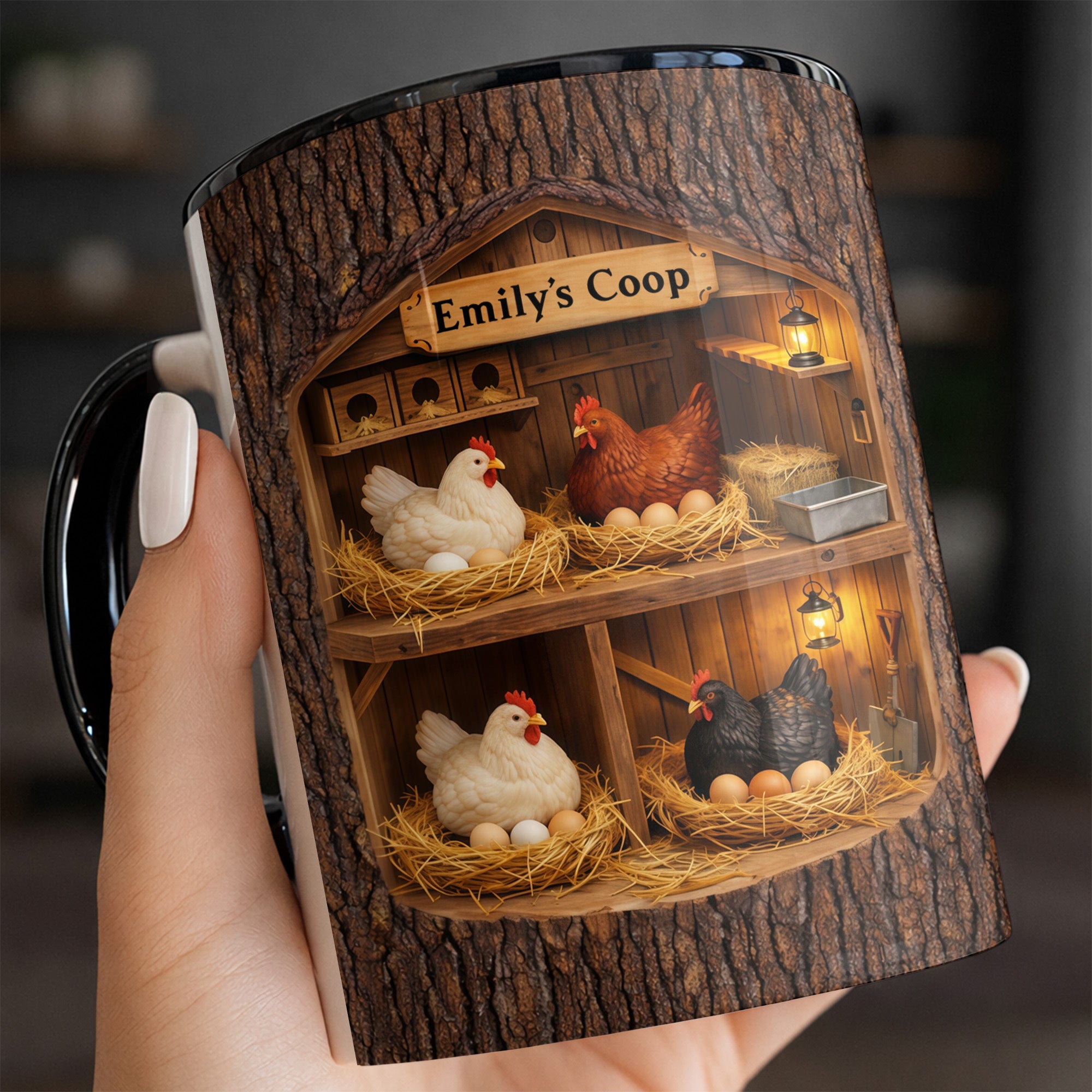 Personalized Coop With Chickens And Eggs Accent Mug Best Gifts For Farmers - Image 5