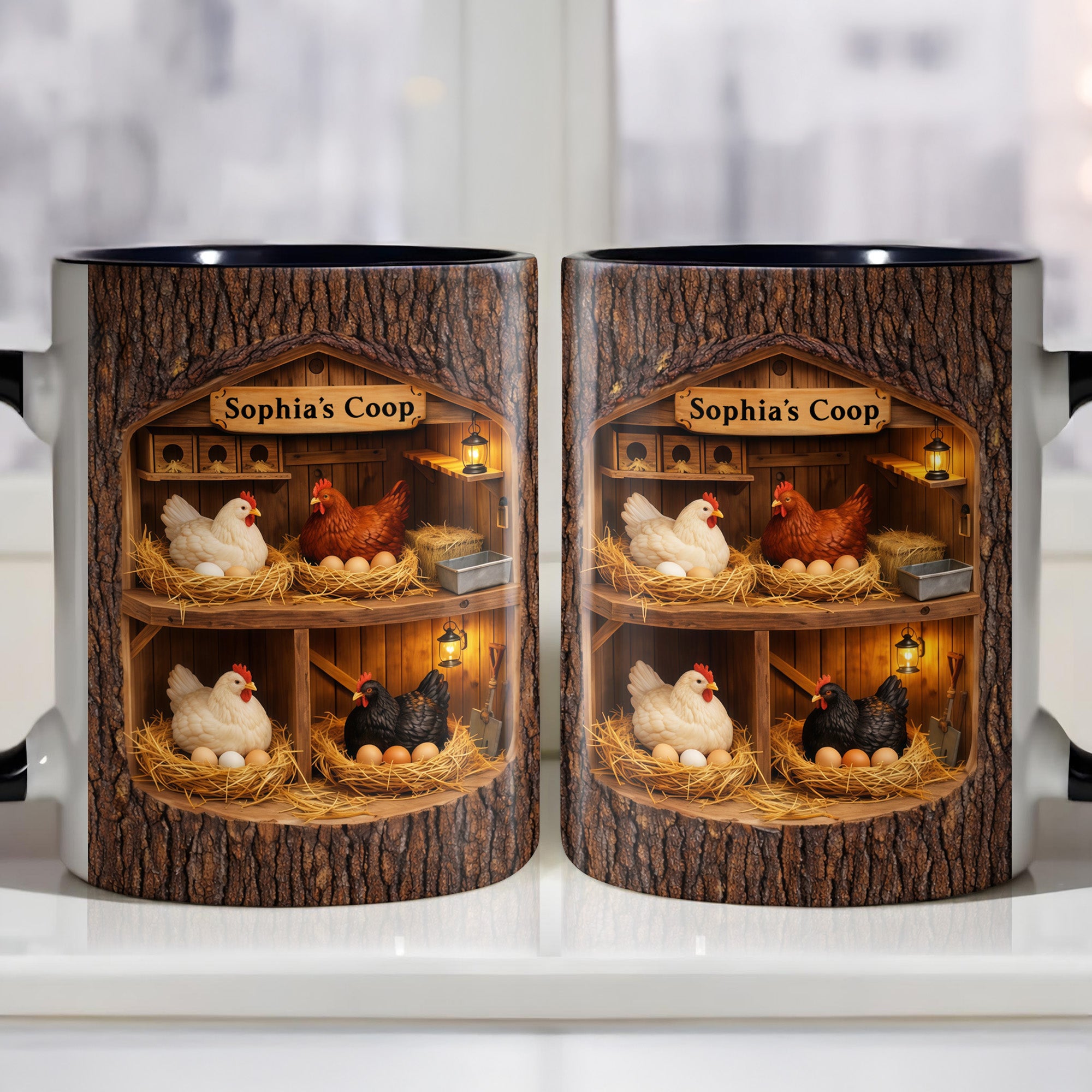 Personalized Coop With Chickens And Eggs Accent Mug Best Gifts For Farmers - Image 8